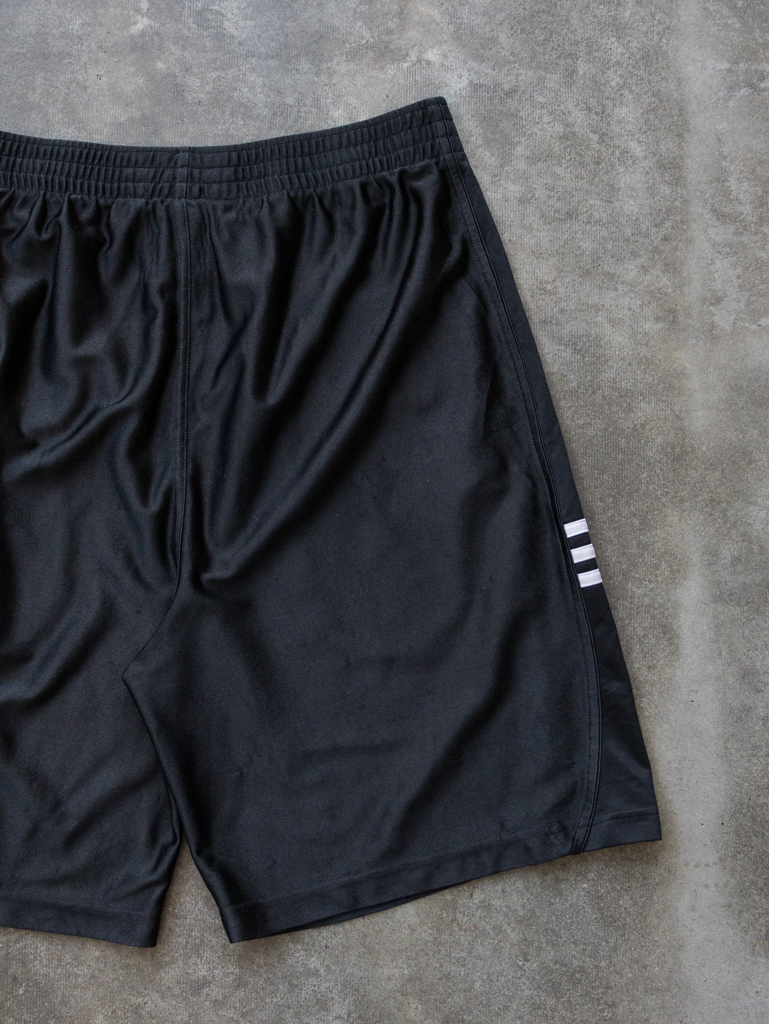 Vintage Black Adidas 3-Stripe Shorts (M)