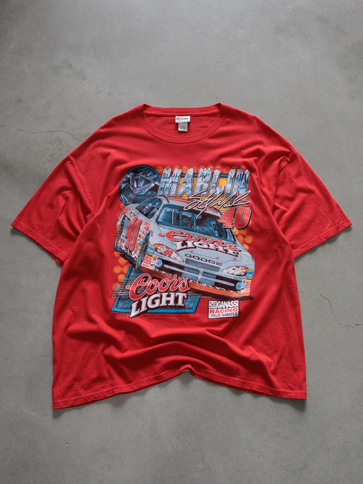 Vintage 00s Red NASCAR Sterling Marlin Coors Light Tee (2XL)