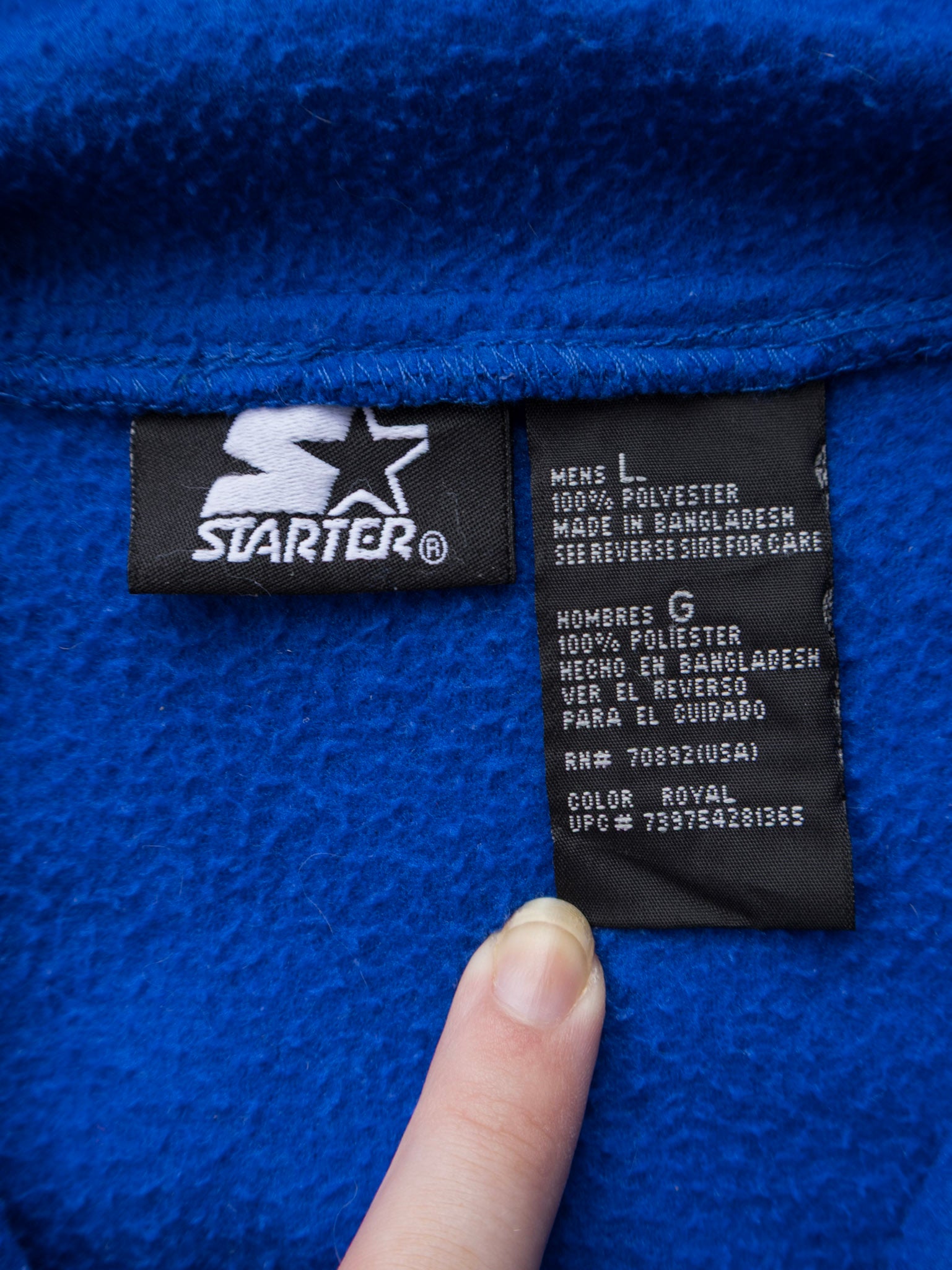 Vintage 00s Blue Starter Zip Fleece Hoodie (L)