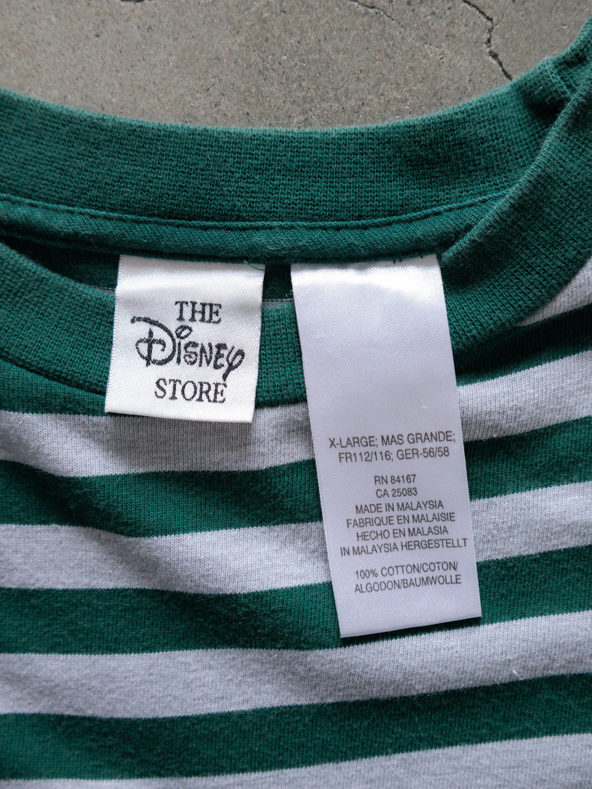 Vintage 00s Green Striped Disney Pooh Long Sleeve Tee (XL)