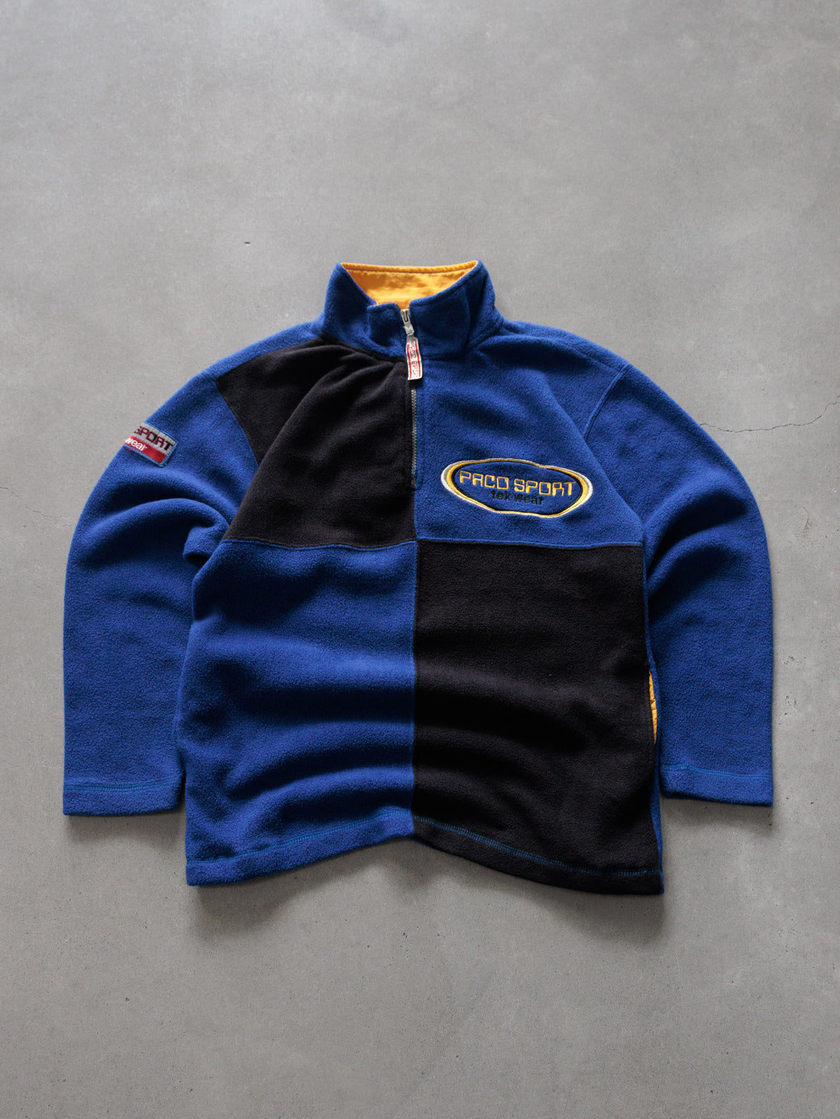 Vintage 00s Blue Paco Sport Colourblock Fleece Quarter Zip (M)