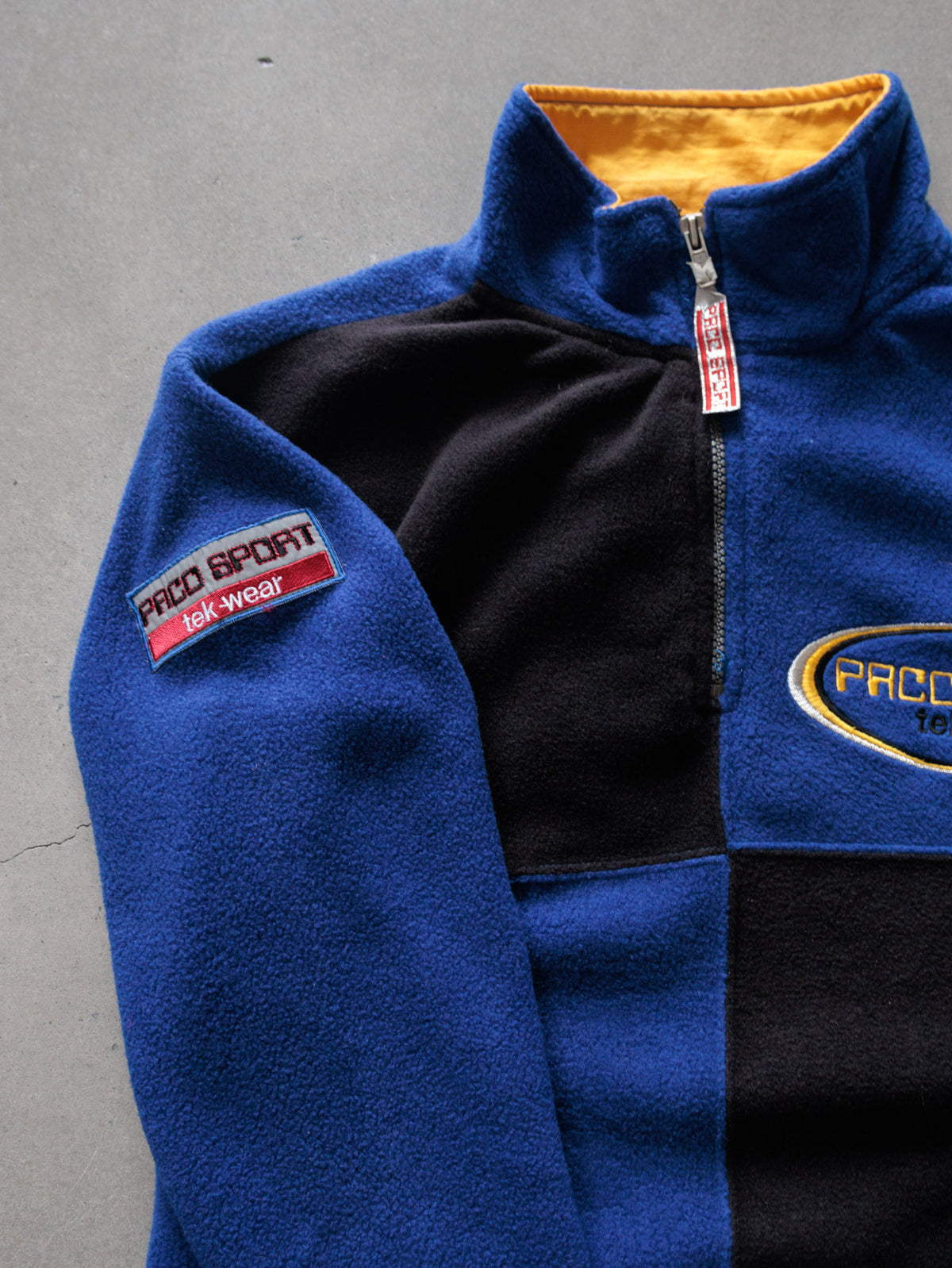 Vintage 00s Blue Paco Sport Colourblock Fleece Quarter Zip (M)