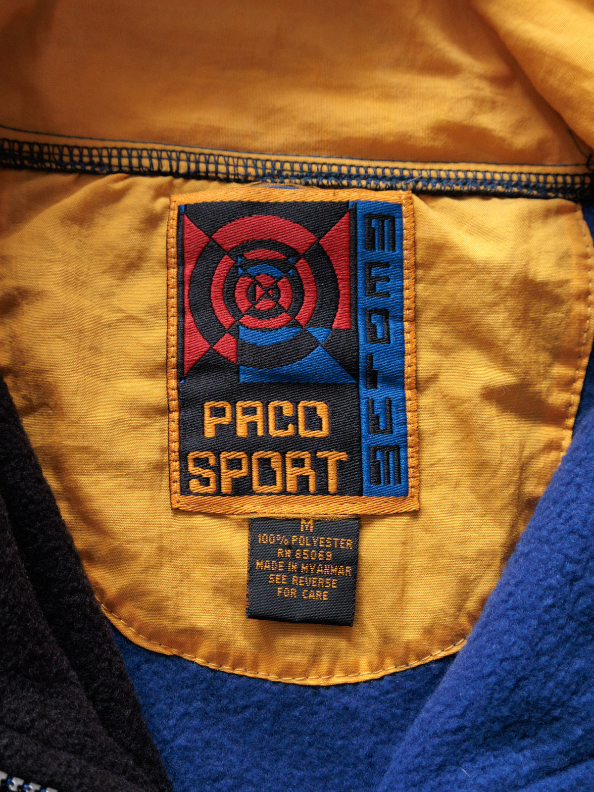 Vintage 00s Blue Paco Sport Colourblock Fleece Quarter Zip (M)