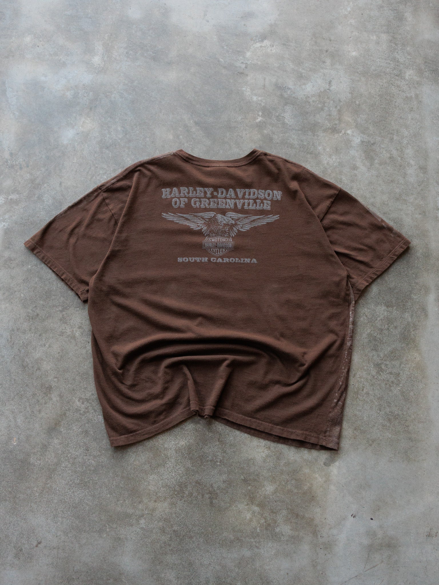 Vintage 2010 Brown Harley-Davidson Greenville South Carolina Tee (XL)