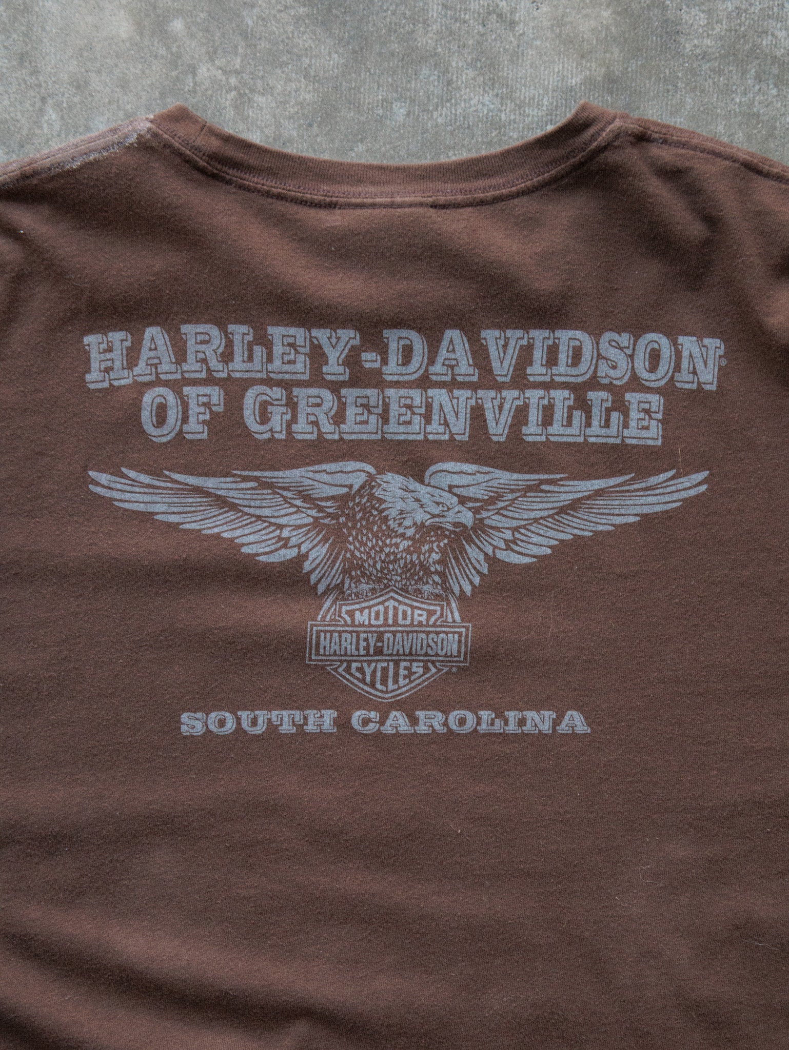 Vintage 2010 Brown Harley-Davidson Greenville South Carolina Tee (XL)