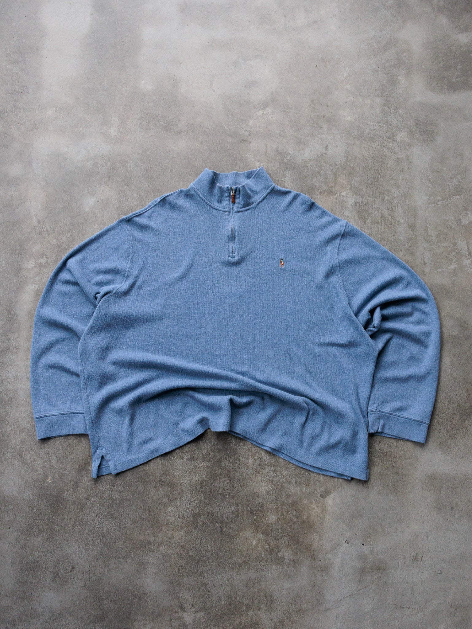 Vintage Blue Polo Ralph Lauren Quarter Zip Sweatshirt (2XL)