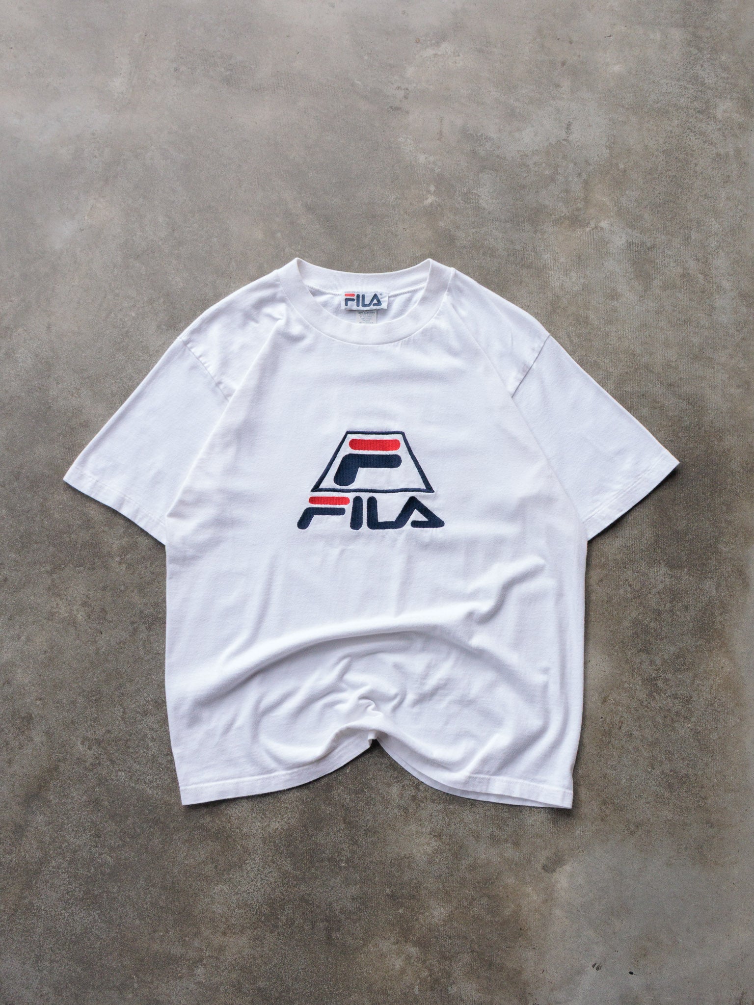 Vintage 90s White Fila Logo Tee (M)