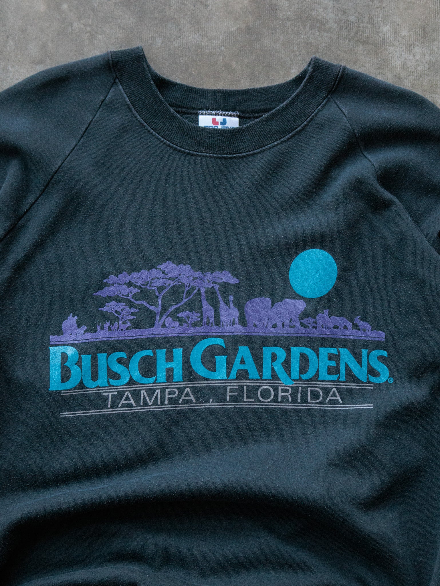 Vintage 90s Black Busch Gardens Tampa Florida Safari Sweatshirt (XL)