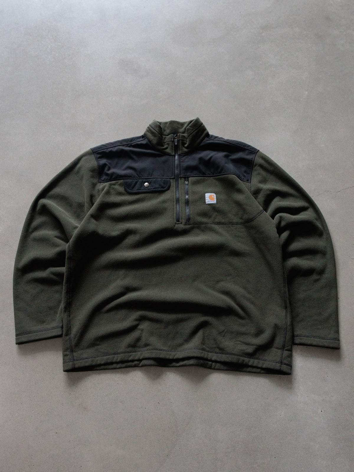 Vintage Green Carhartt Colourblock Fleece Quarter Zip (XL)