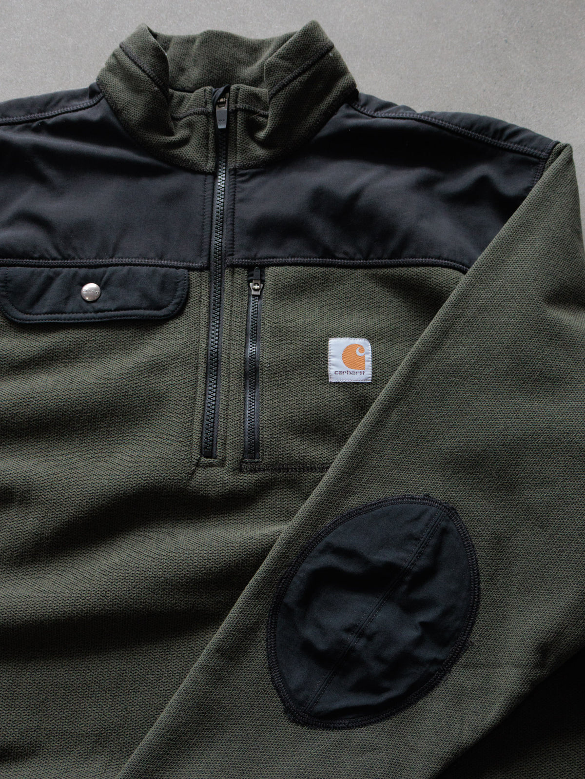 Vintage Green Carhartt Colourblock Fleece Quarter Zip (XL)