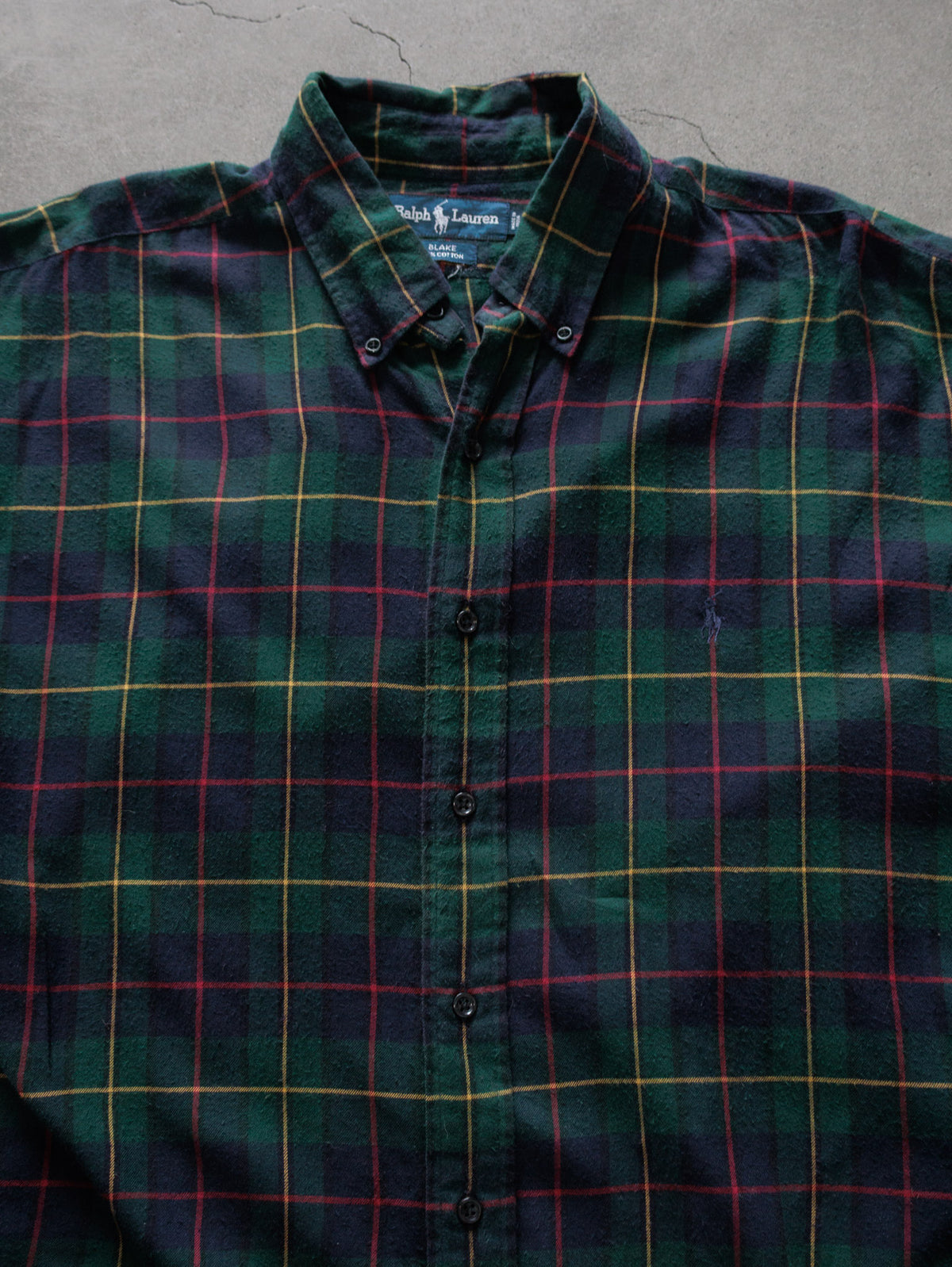 Vintage Green Plaid Ralph Lauren Flannel Shirt (XL)
