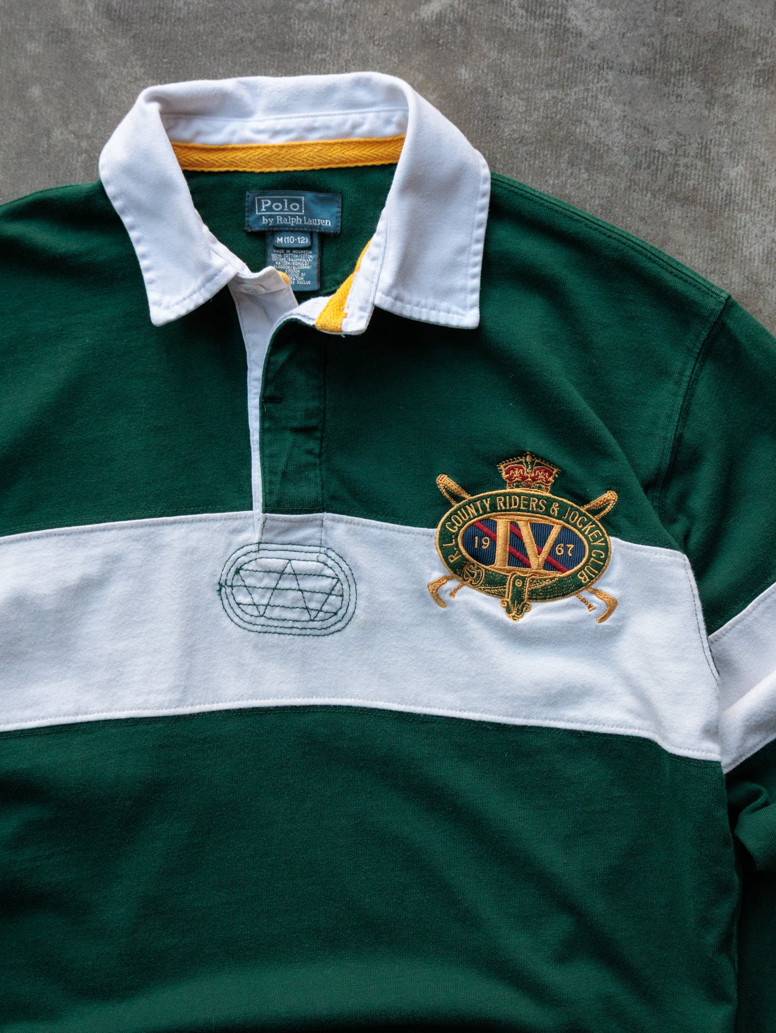 Vintage 90s Green Polo Ralph Lauren Rugby Shirt (10-12Y)