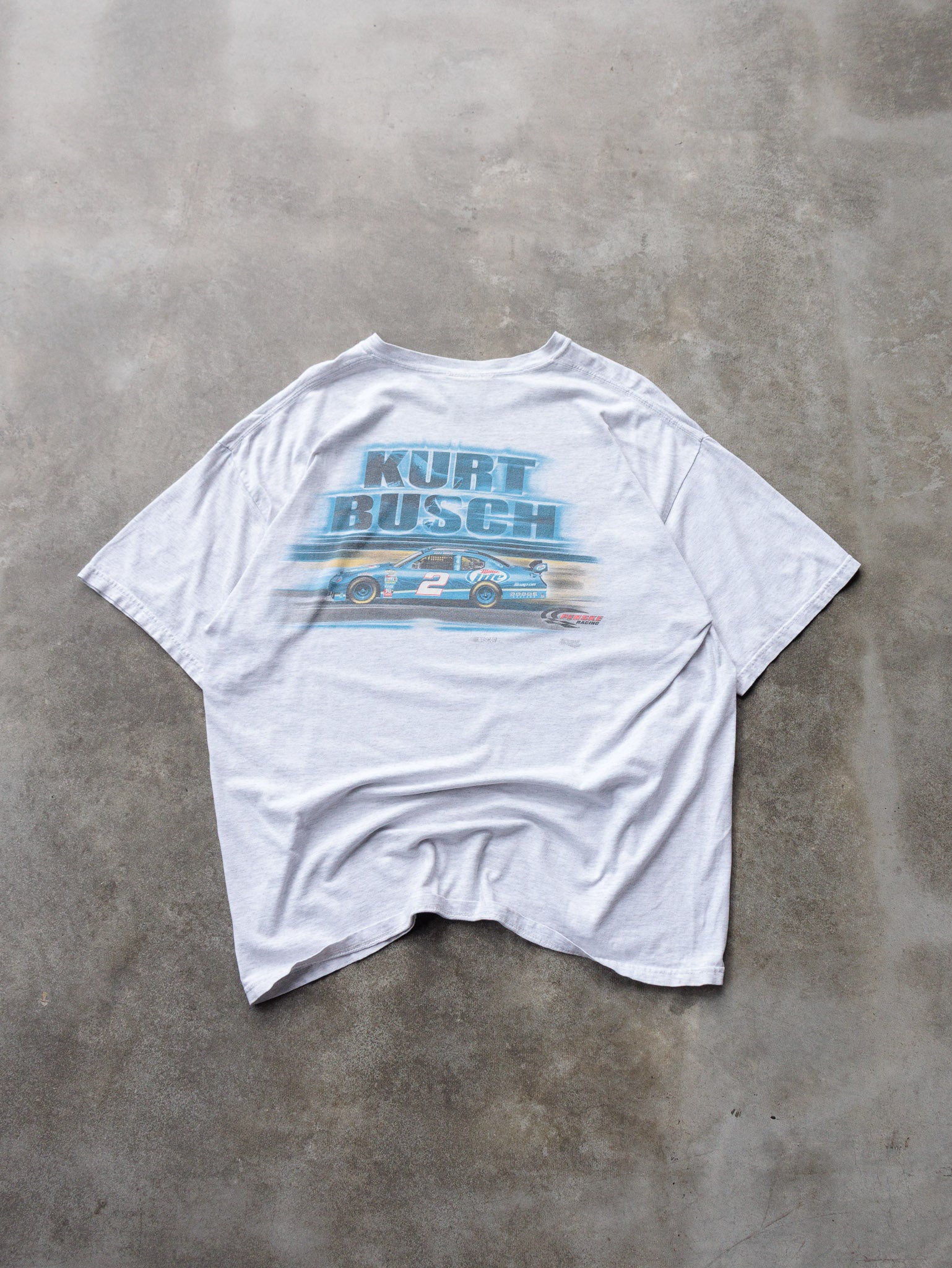 Vintage 00s Grey Kurt Busch Miller Lite Tee (XL)