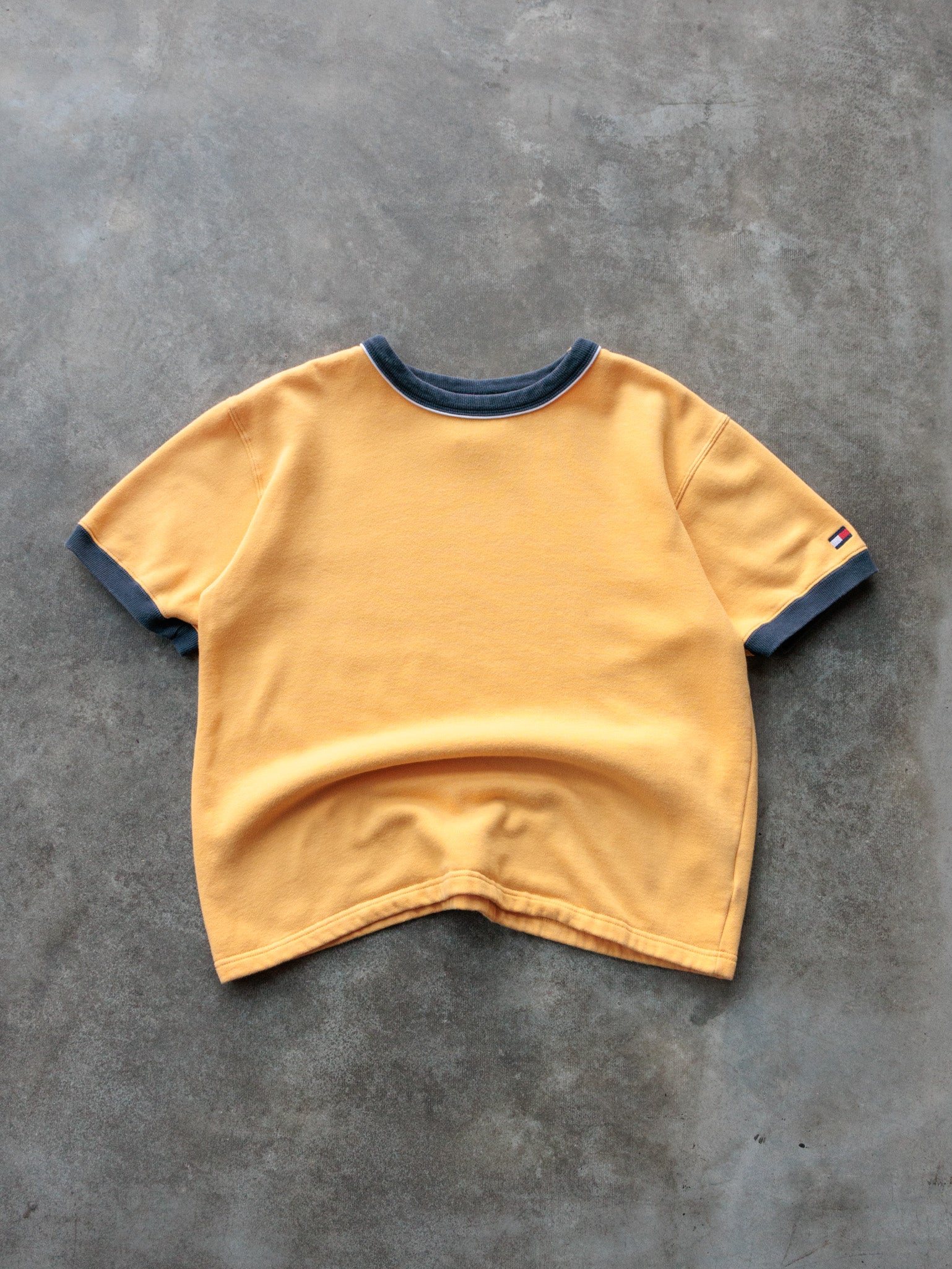 Vintage 90s Yellow Tommy Hilfiger Ringer Tee (M)
