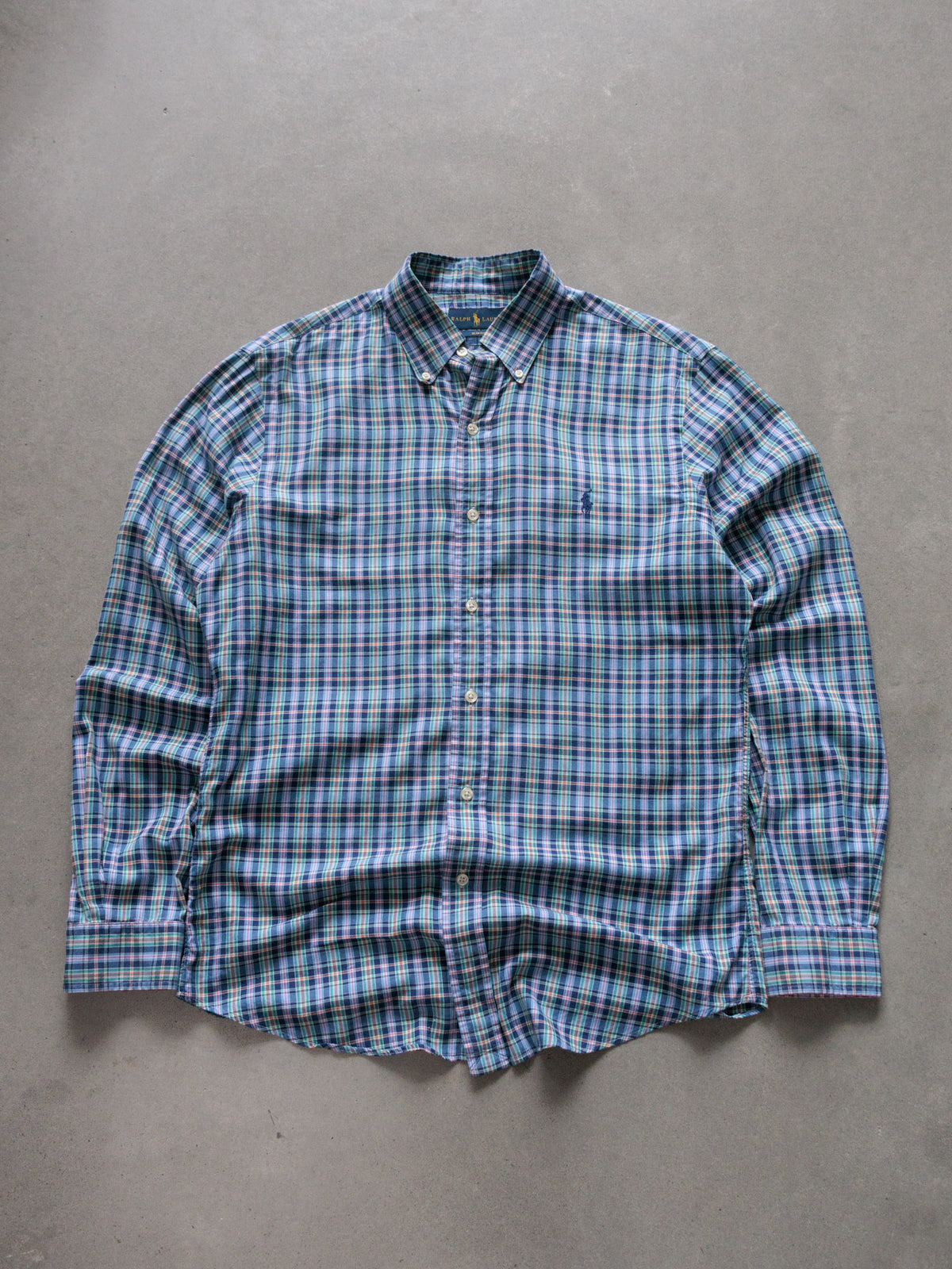 Vintage Blue Plaid Ralph Lauren Shirt (M)