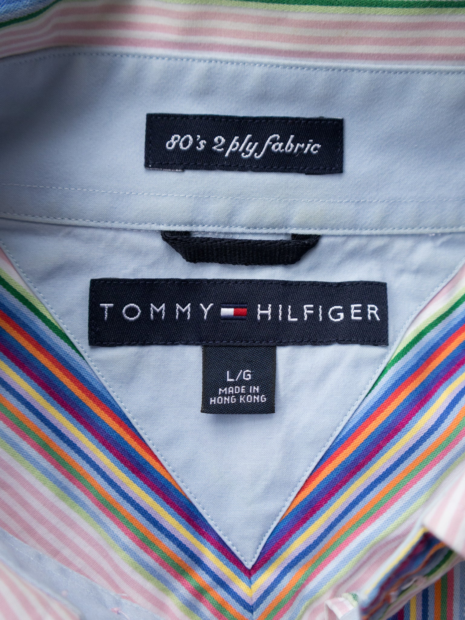 Vintage 90s Pink Tommy Hilfiger Striped Shirt (L)