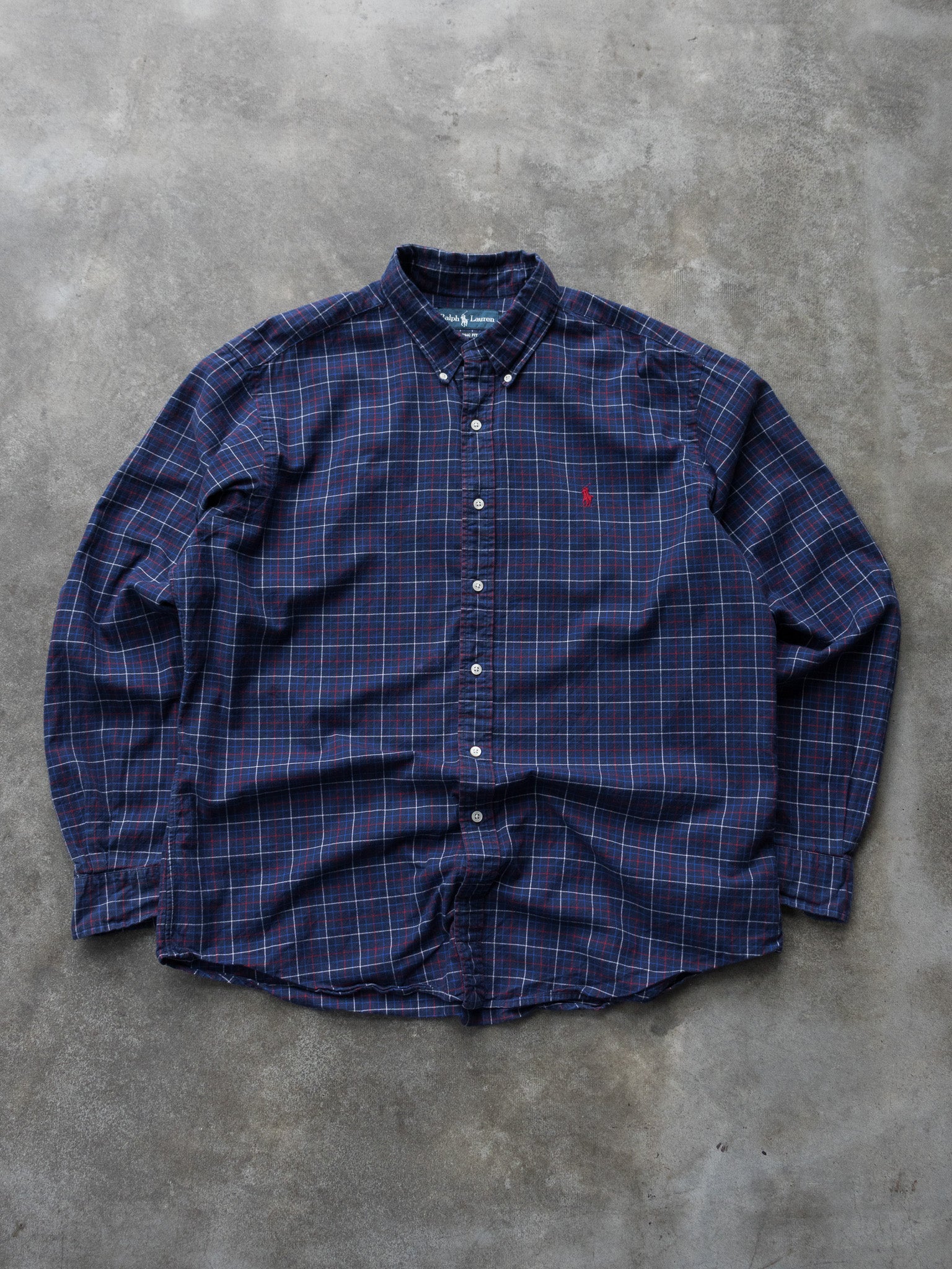Vintage Navy Ralph Lauren Check Shirt (XL)