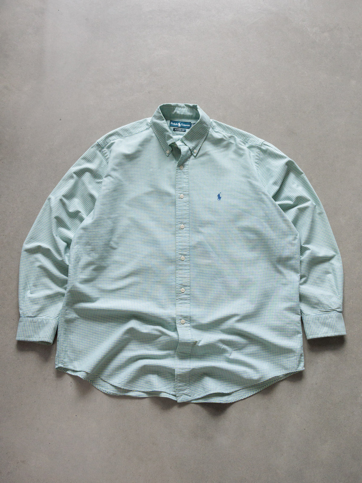 Vintage Green Tattersall Ralph Lauren Shirt (L)