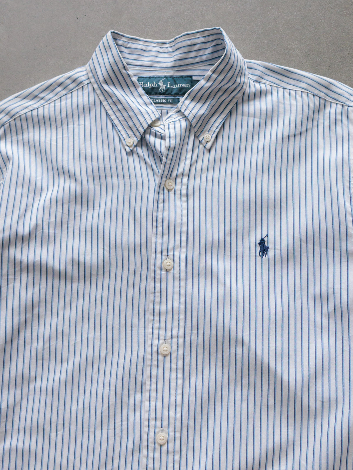 Vintage Blue Striped Ralph Lauren Shirt (M)