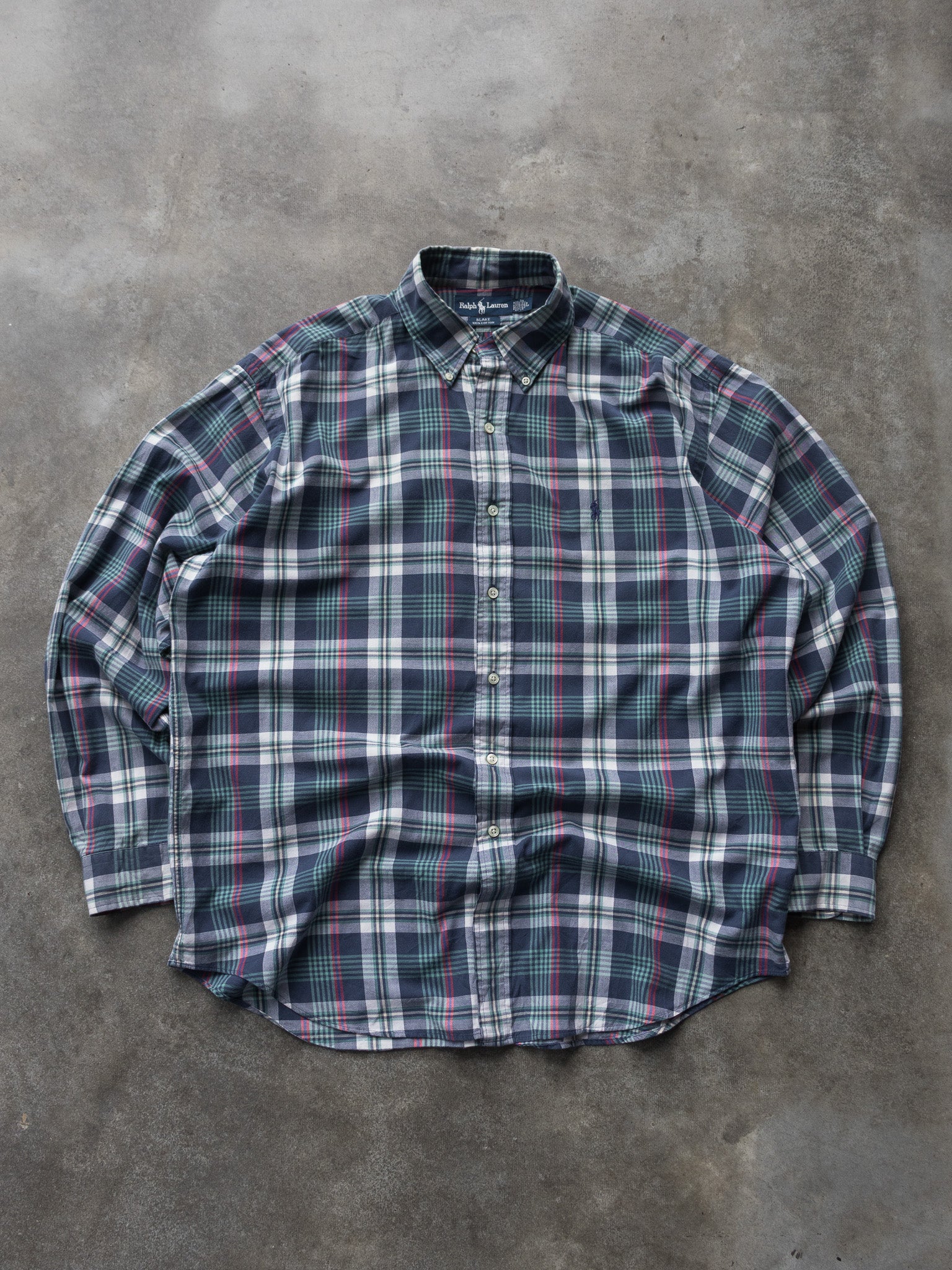 Vintage 90s Navy Ralph Lauren Plaid Shirt (L)