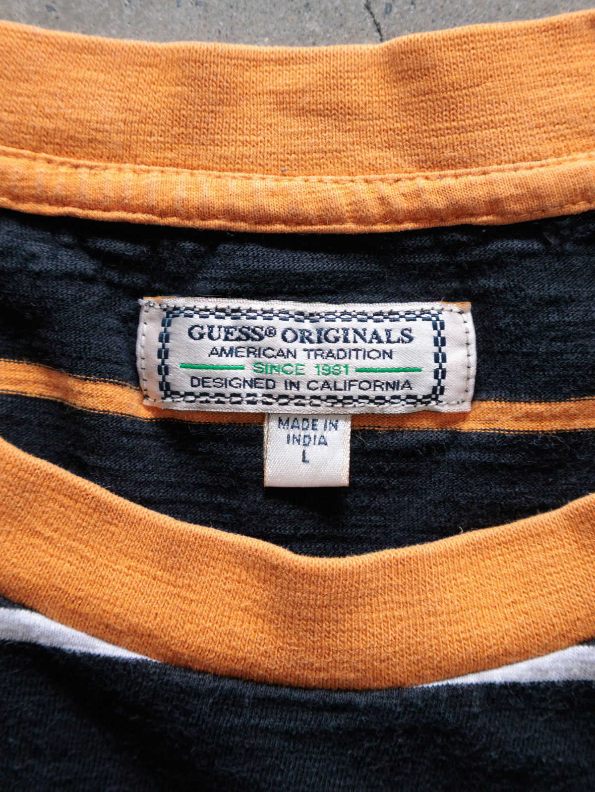 Vintage Black Striped Guess Los Angeles Tee (L)