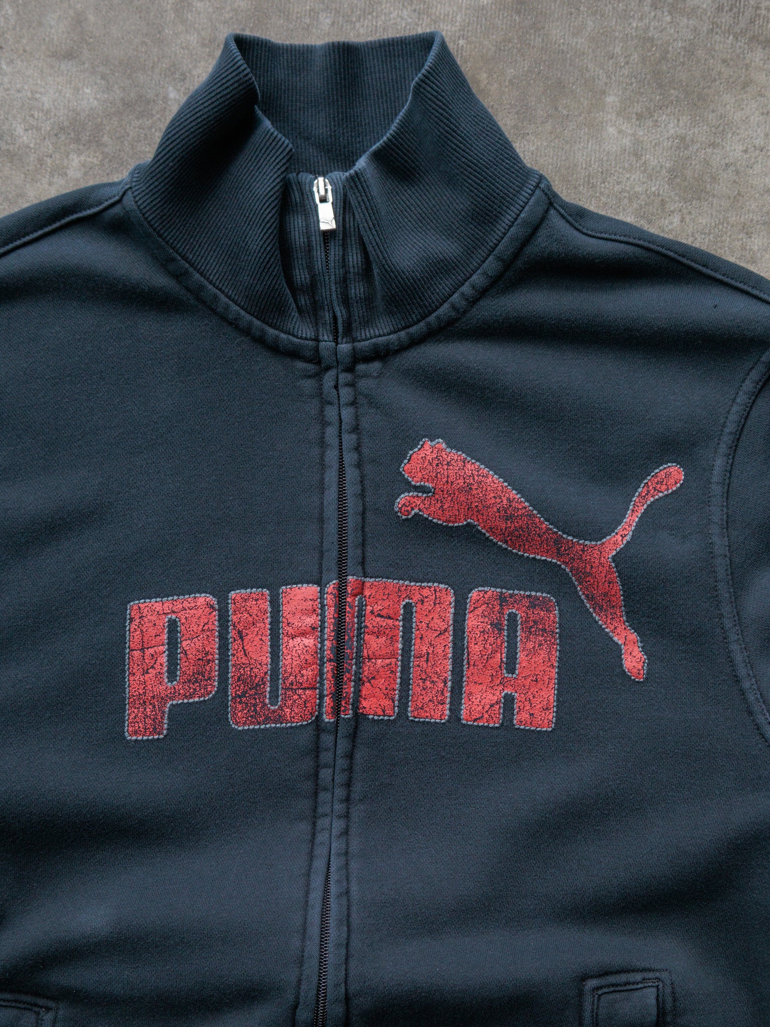 Vintage 00s Black Puma Full Zip Sweatshirt (S)
