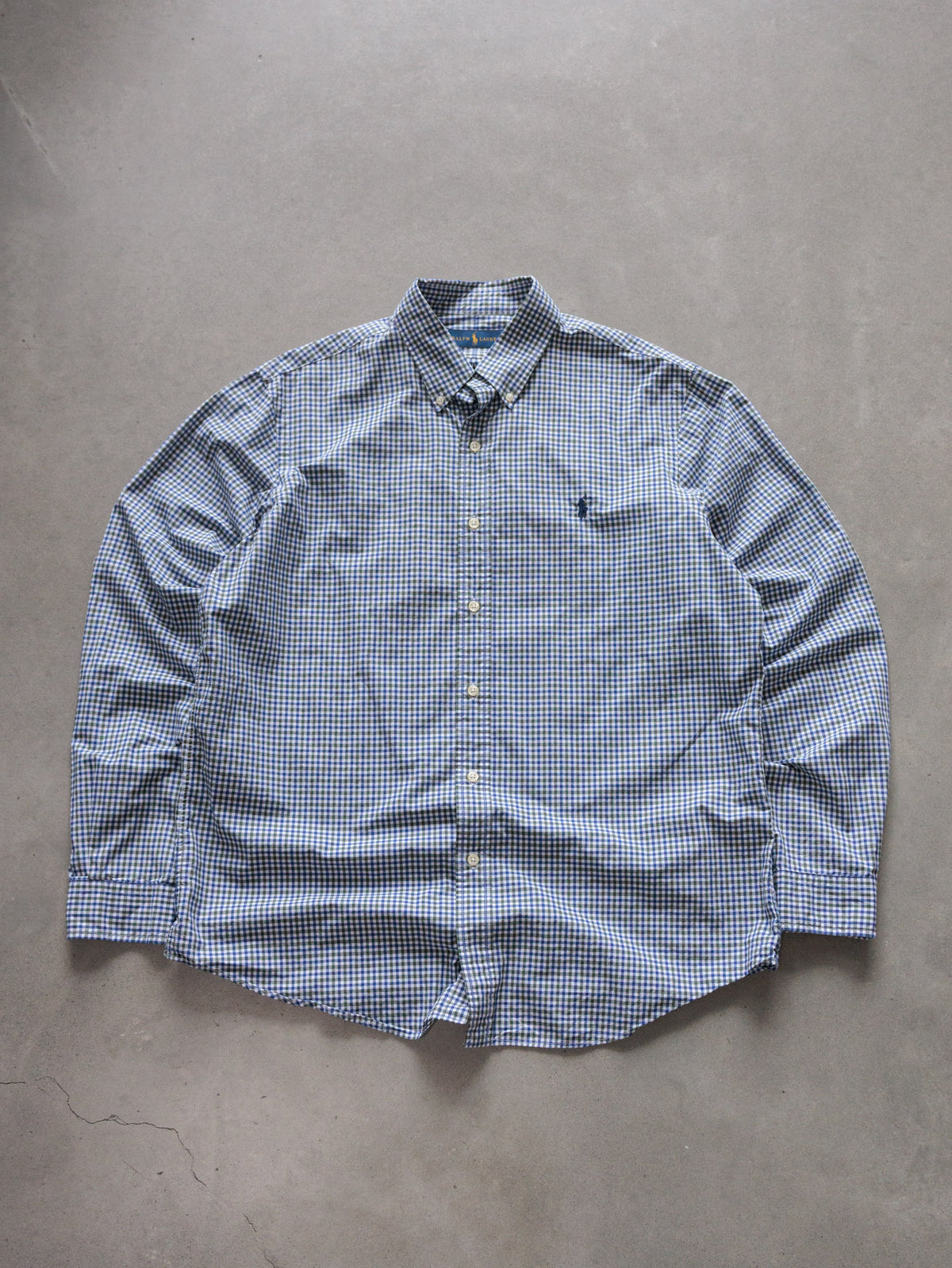 Vintage Blue Gingham Ralph Lauren Shirt (L)