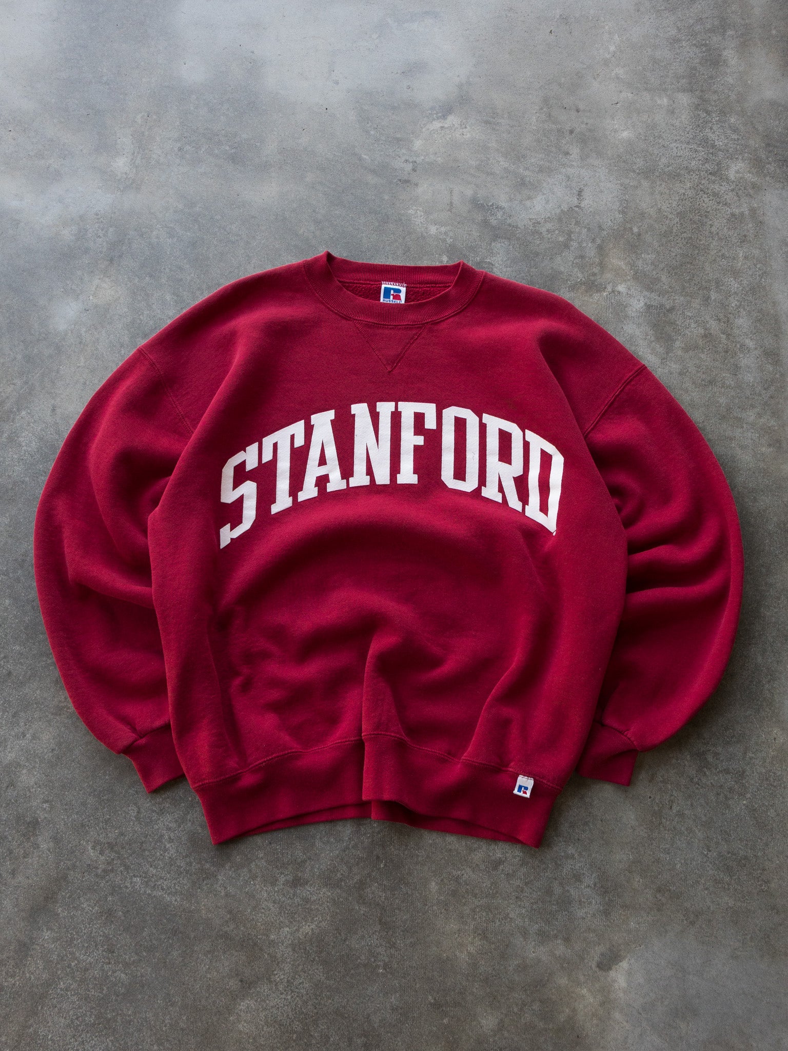 Vintage 90s Russell Athletic Stanford Spell Out Sweatshirt (XL)