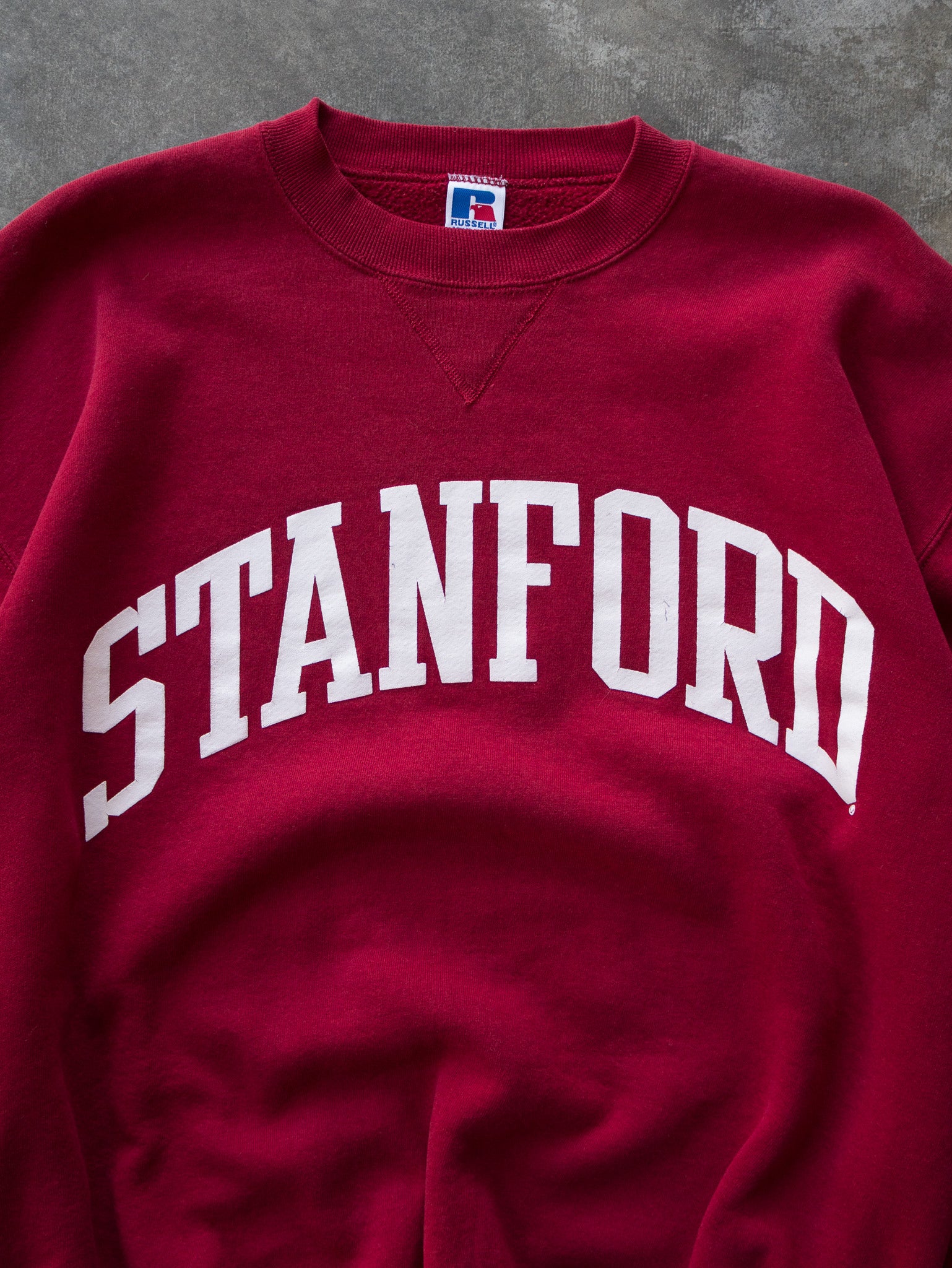Vintage 90s Russell Athletic Stanford Spell Out Sweatshirt (XL)