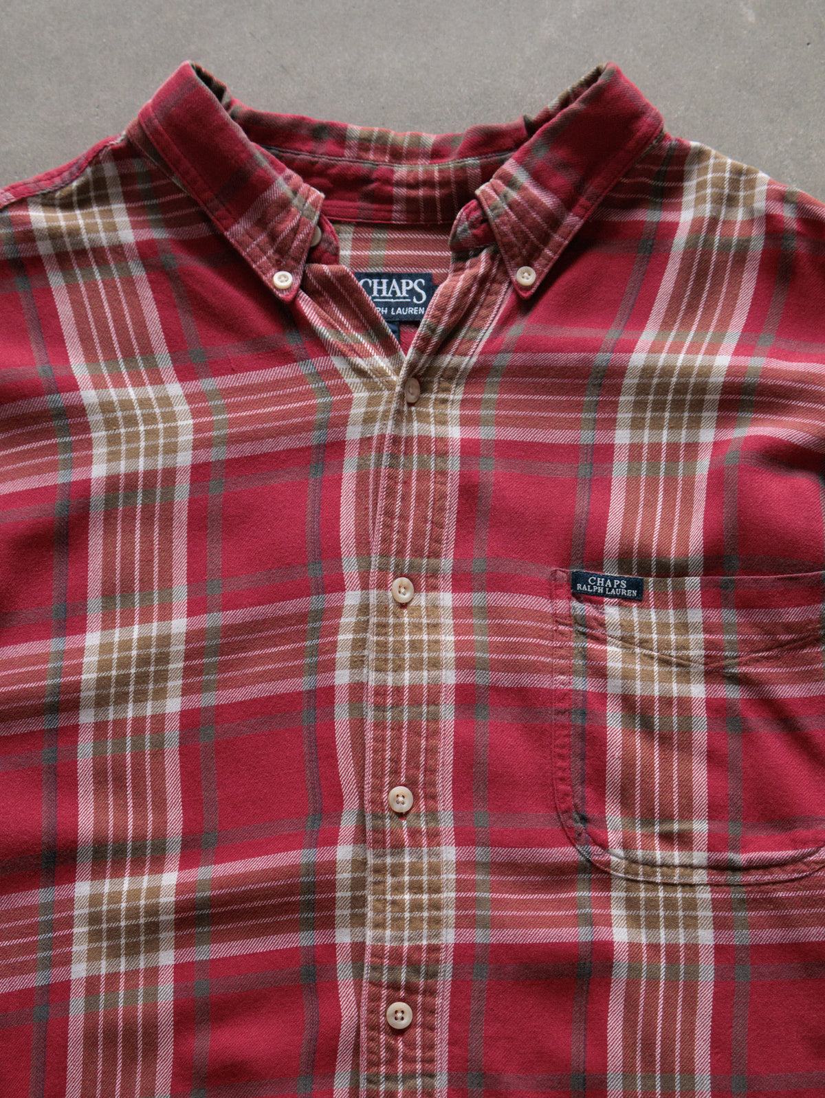 Vintage 00s Red Plaid Chaps Ralph Lauren Flannel Shirt (XL)