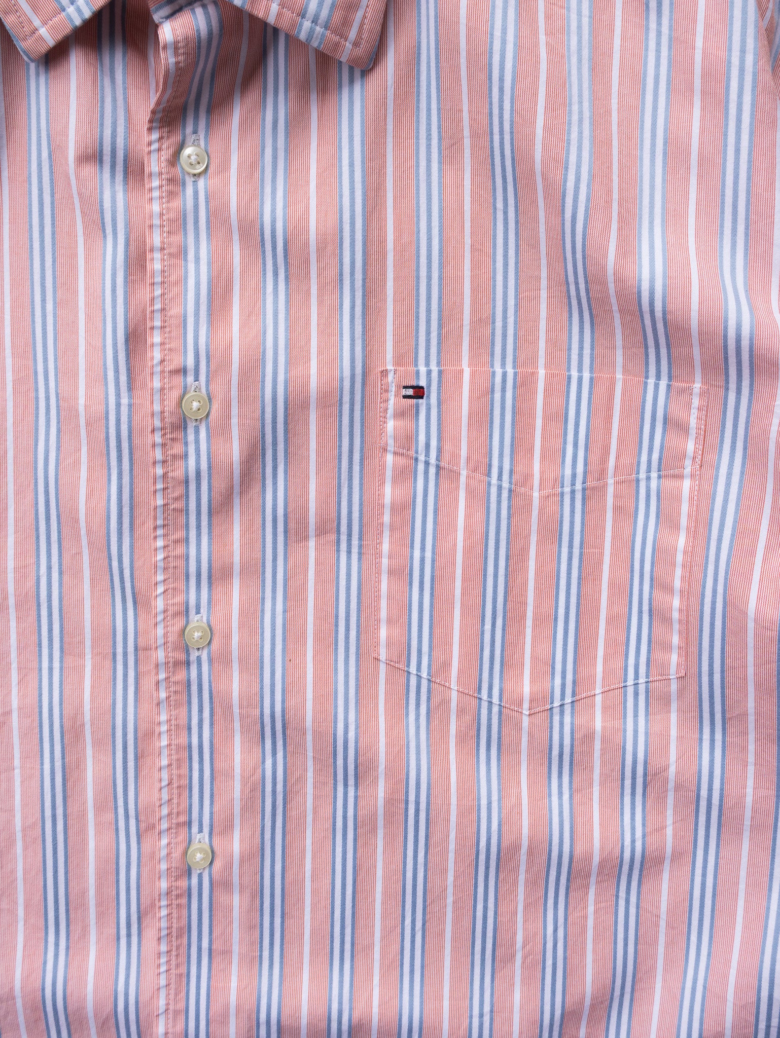 Vintage Peach Tommy Hilfiger Striped Shirt (XL)