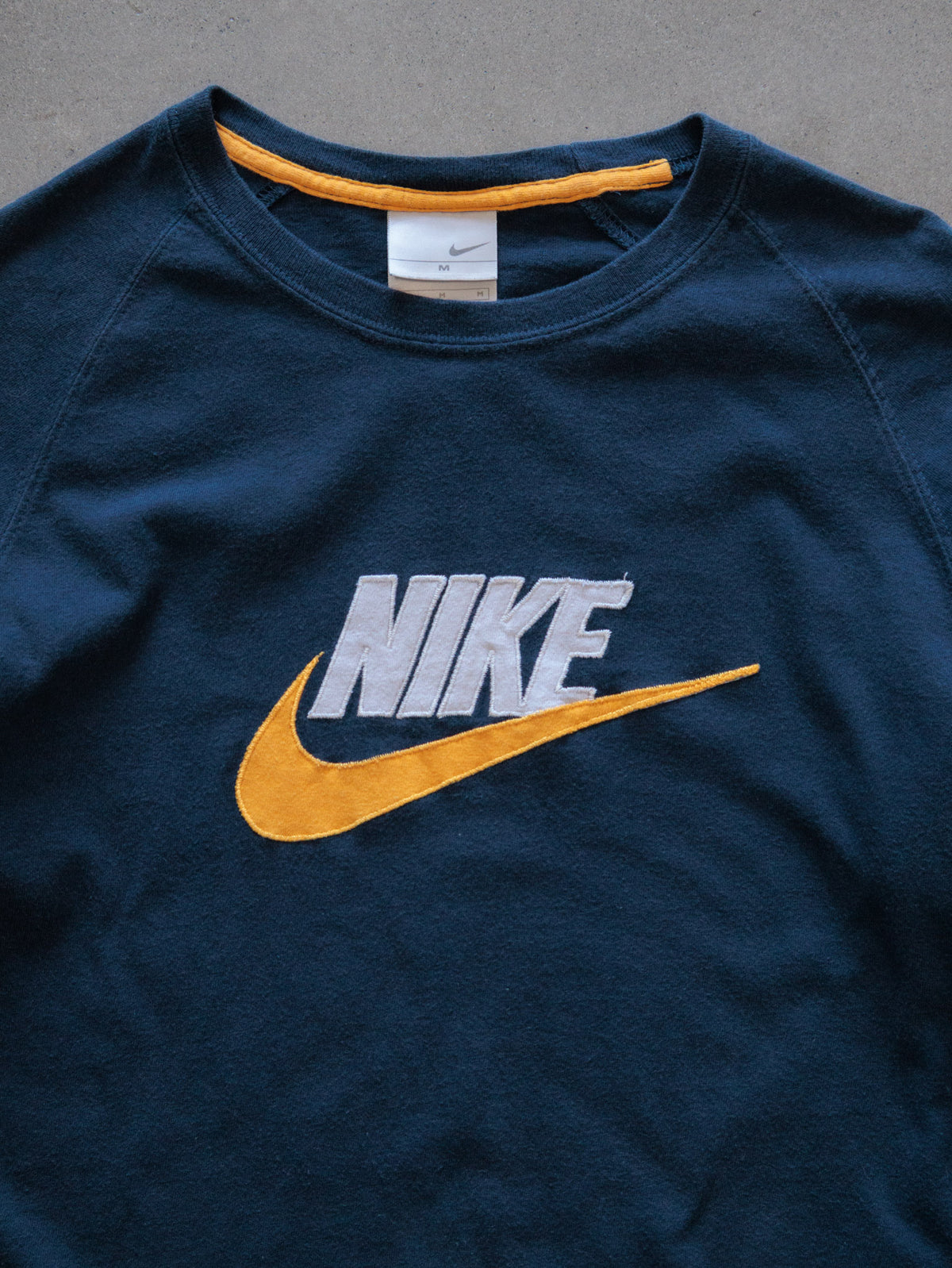 Vintage 00s Navy Nike Colourblock Long Sleeve Tee (M)