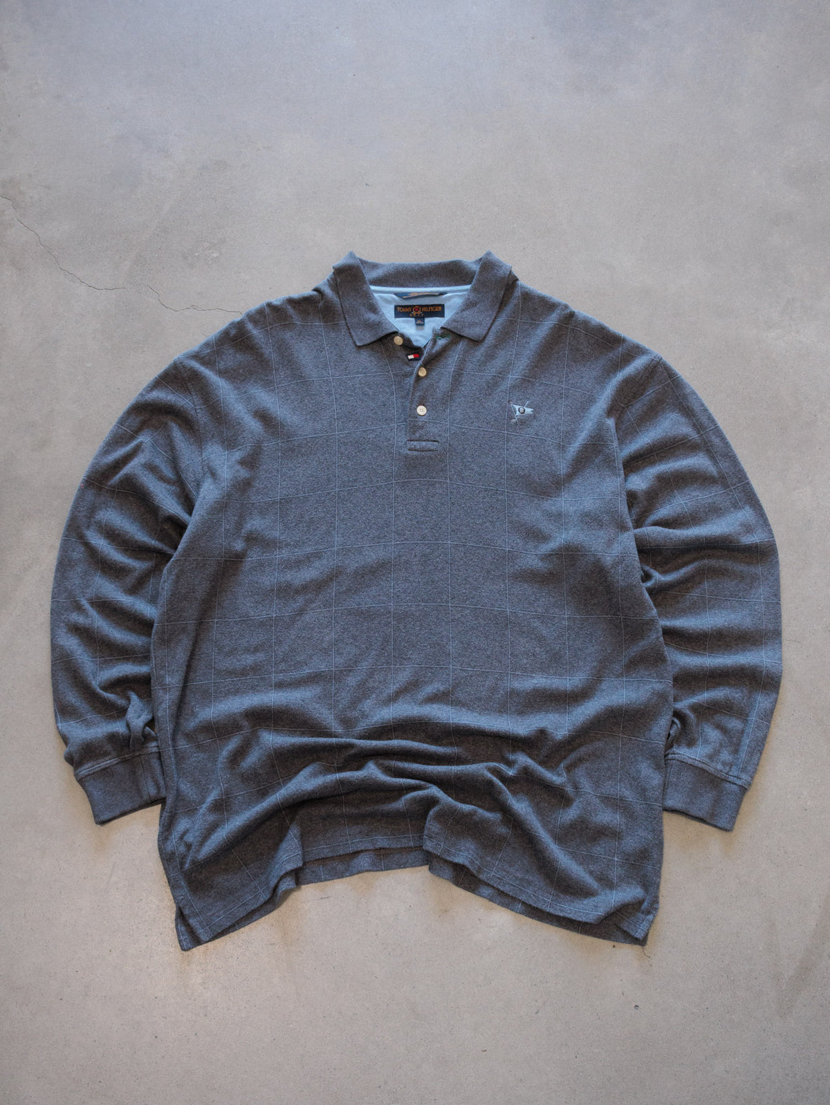 Vintage Grey Tommy Hilfiger Golf Long Sleeve Polo Shirt (XL)