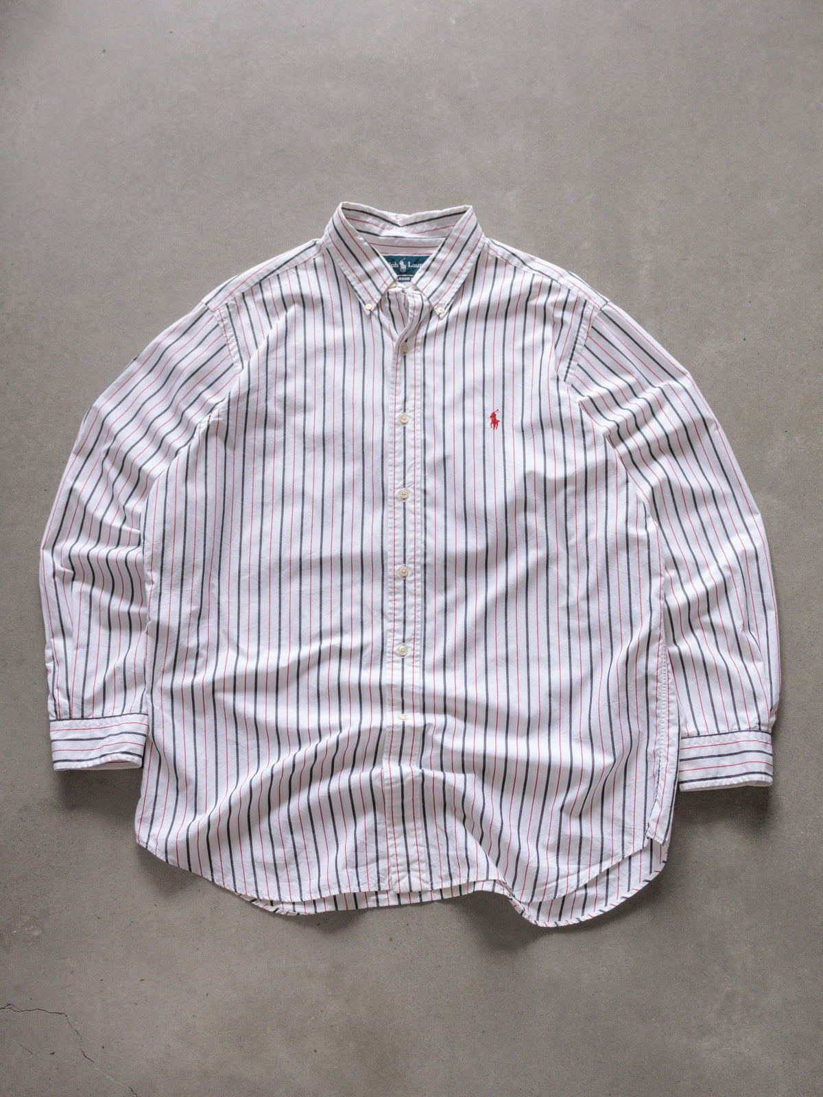 Vintage White Striped Ralph Lauren Shirt (L)