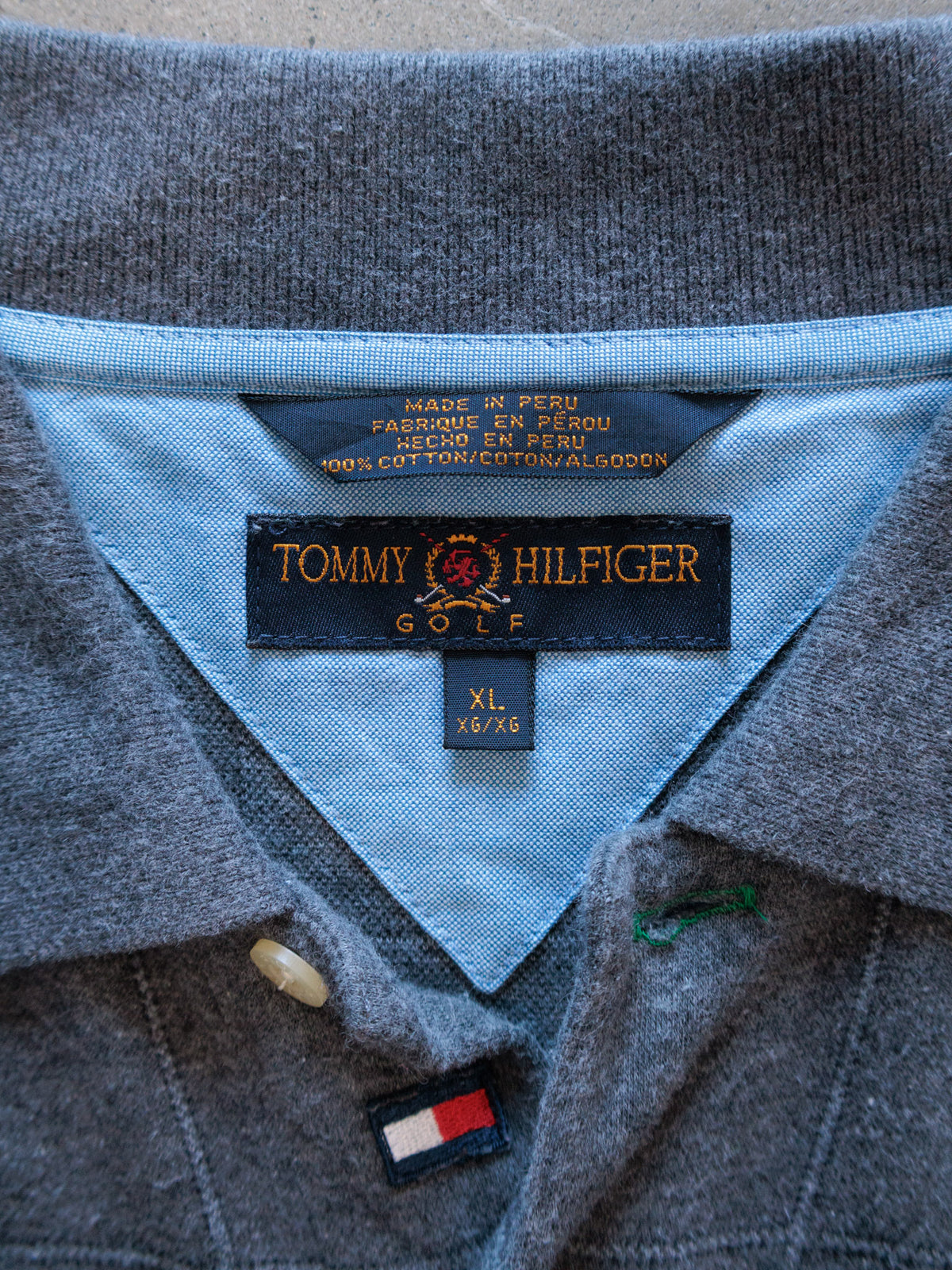Vintage Grey Tommy Hilfiger Golf Long Sleeve Polo Shirt (XL)