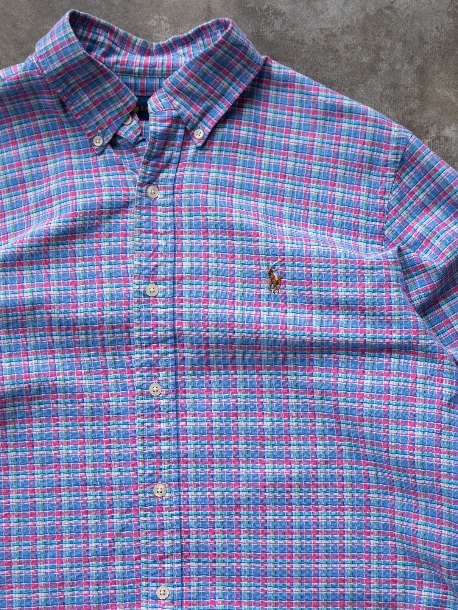 Vintage Pink & Blue Ralph Lauren Plaid Shirt (M)