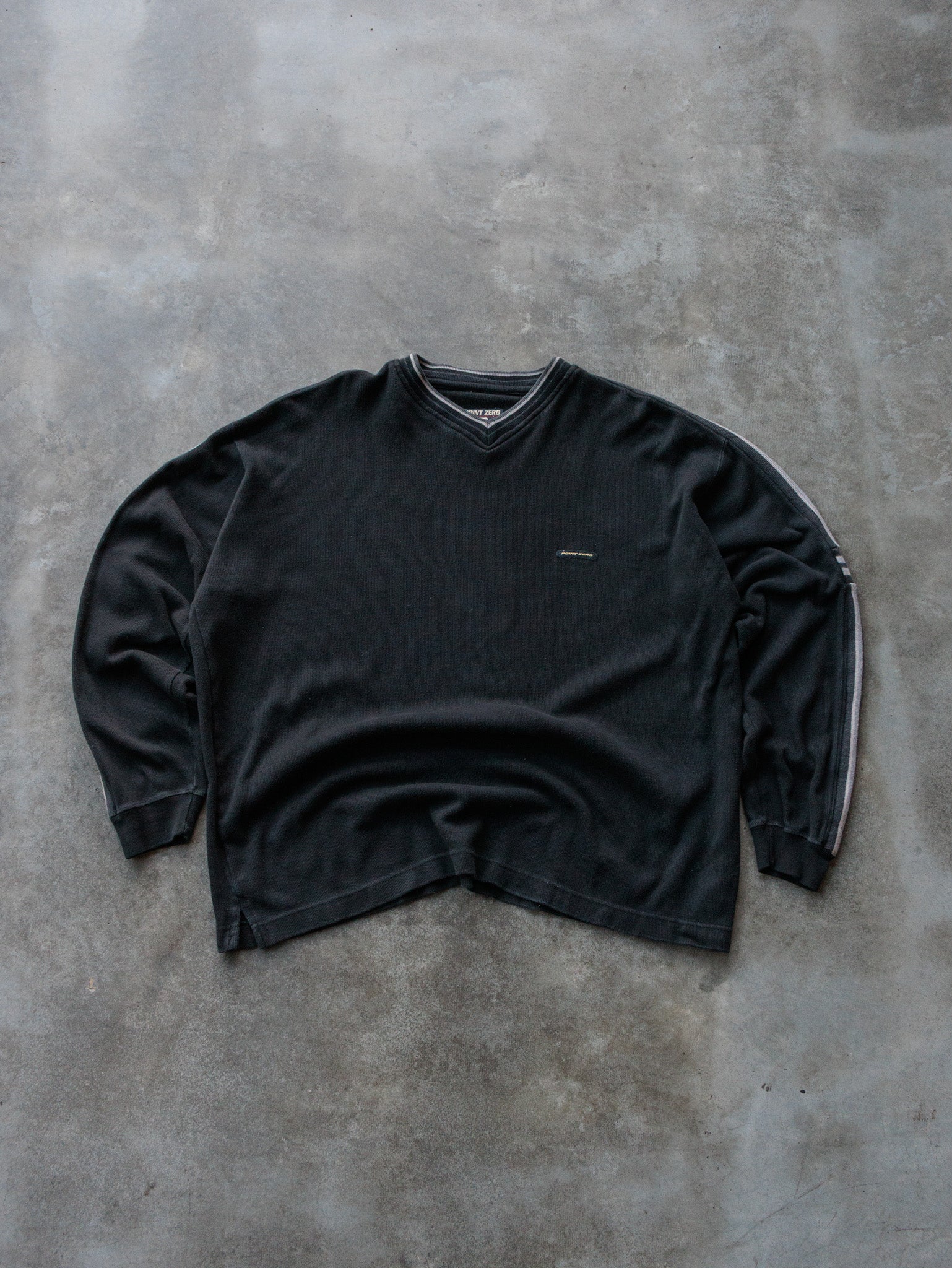 Vintage 90s Black Point Zero V-Neck Knit Sweater (XL)