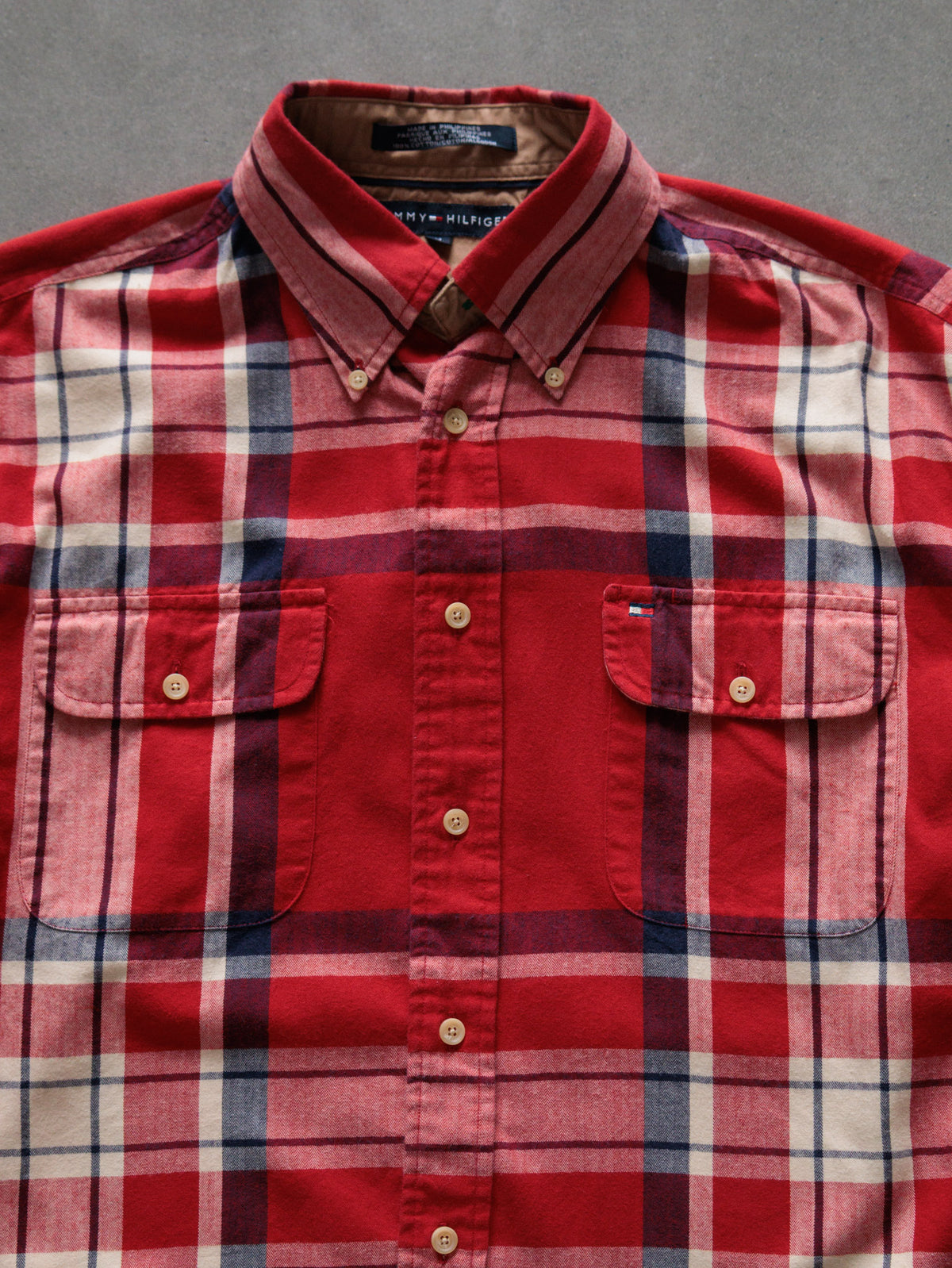 Vintage 00s Red Plaid Tommy Hilfiger Flannel Shirt (M)