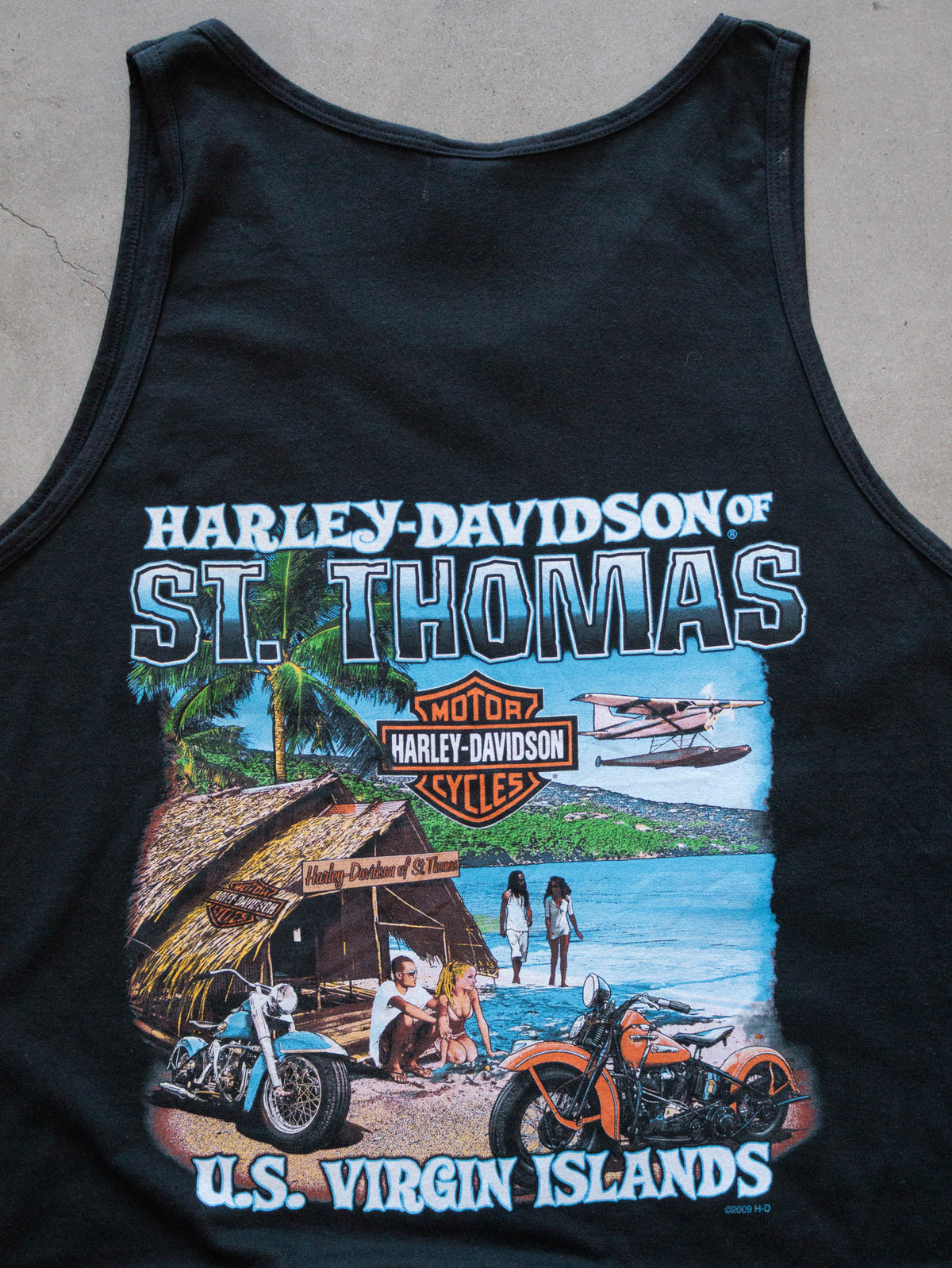Vintage 2009 Black Harley-Davidson St. Thomas U.S. Virgin Islands Tank (L)