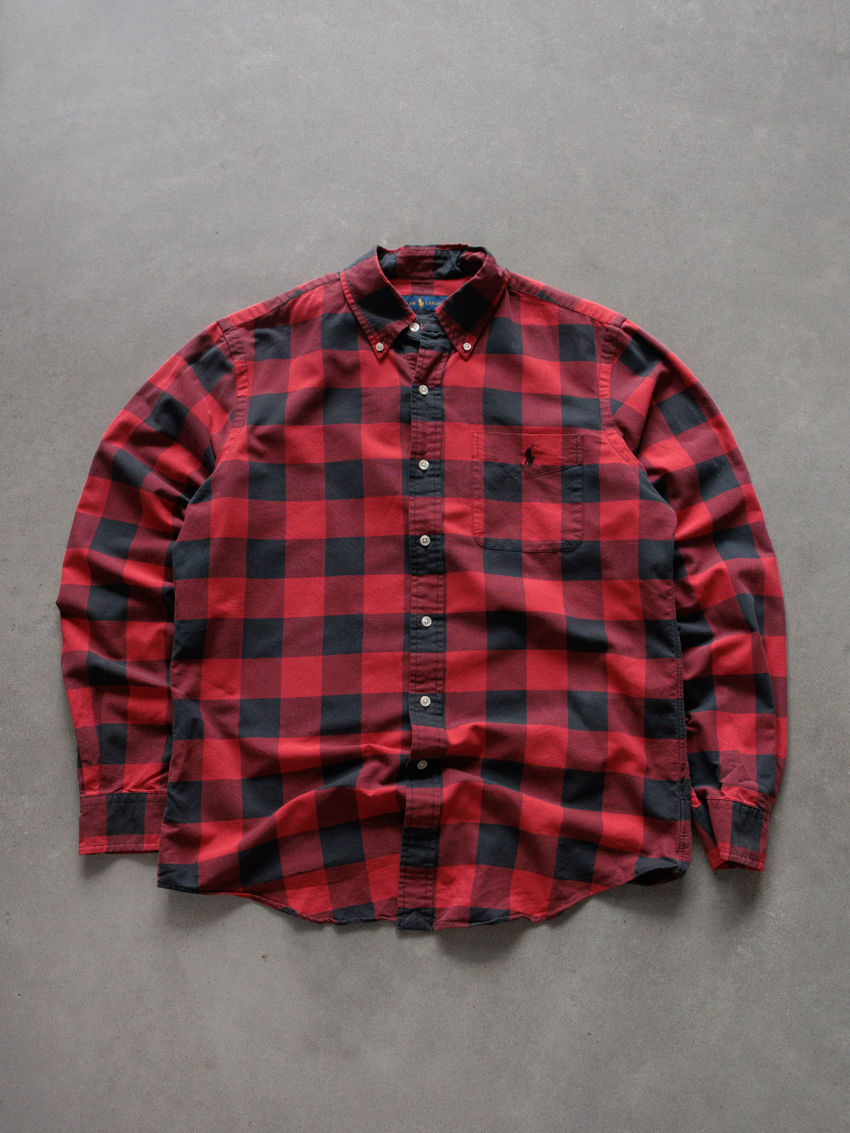 Vintage 00s Red Buffalo Plaid Ralph Lauren Shirt (M)