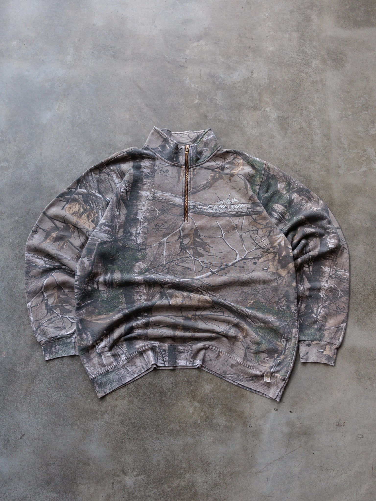 Vintage Brown Realtree Camo Russell Outdoors Quarter Zip (-)