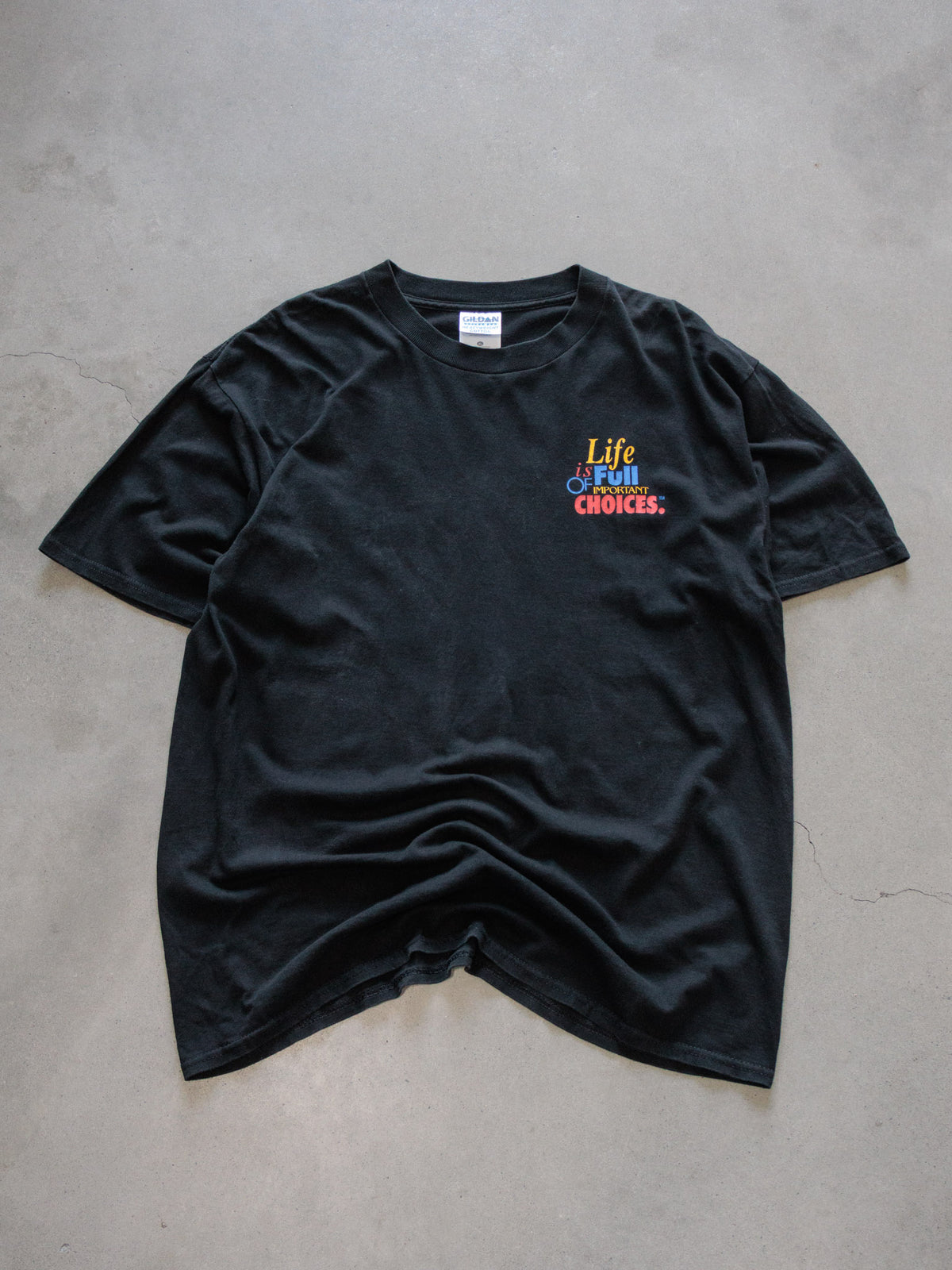 Vintage 90s Black Life Is Full Of Important Choices Slogan Tee (XL)