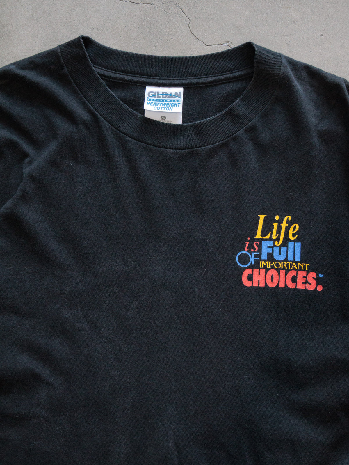 Vintage 90s Black Life Is Full Of Important Choices Slogan Tee (XL)