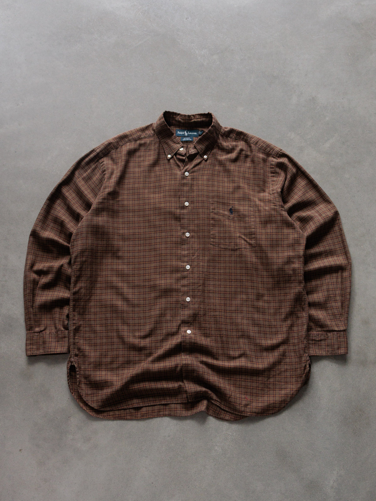 Vintage 90s Brown Plaid Ralph Lauren Shirt (L)