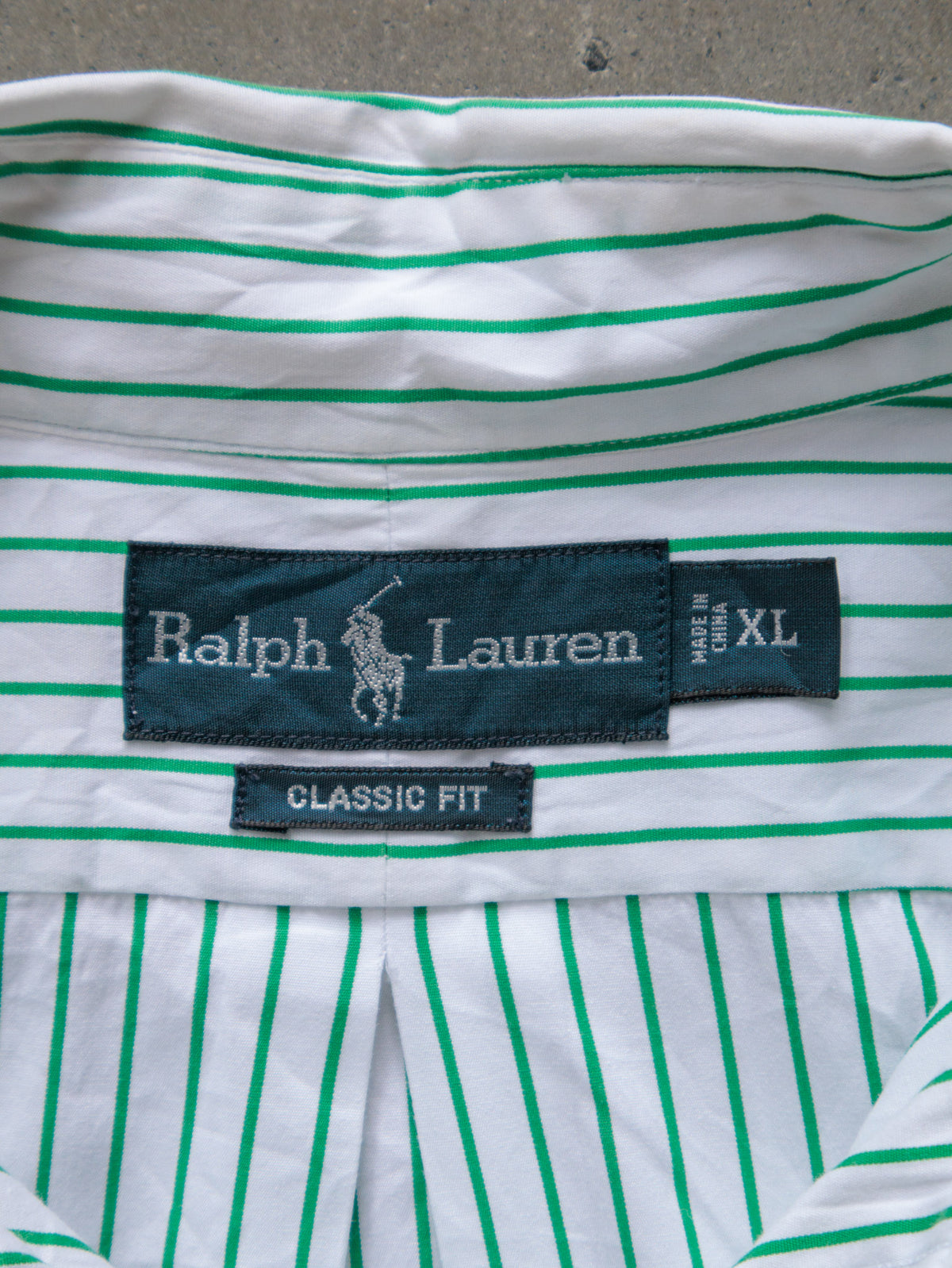Vintage White Striped Ralph Lauren Shirt (XL)