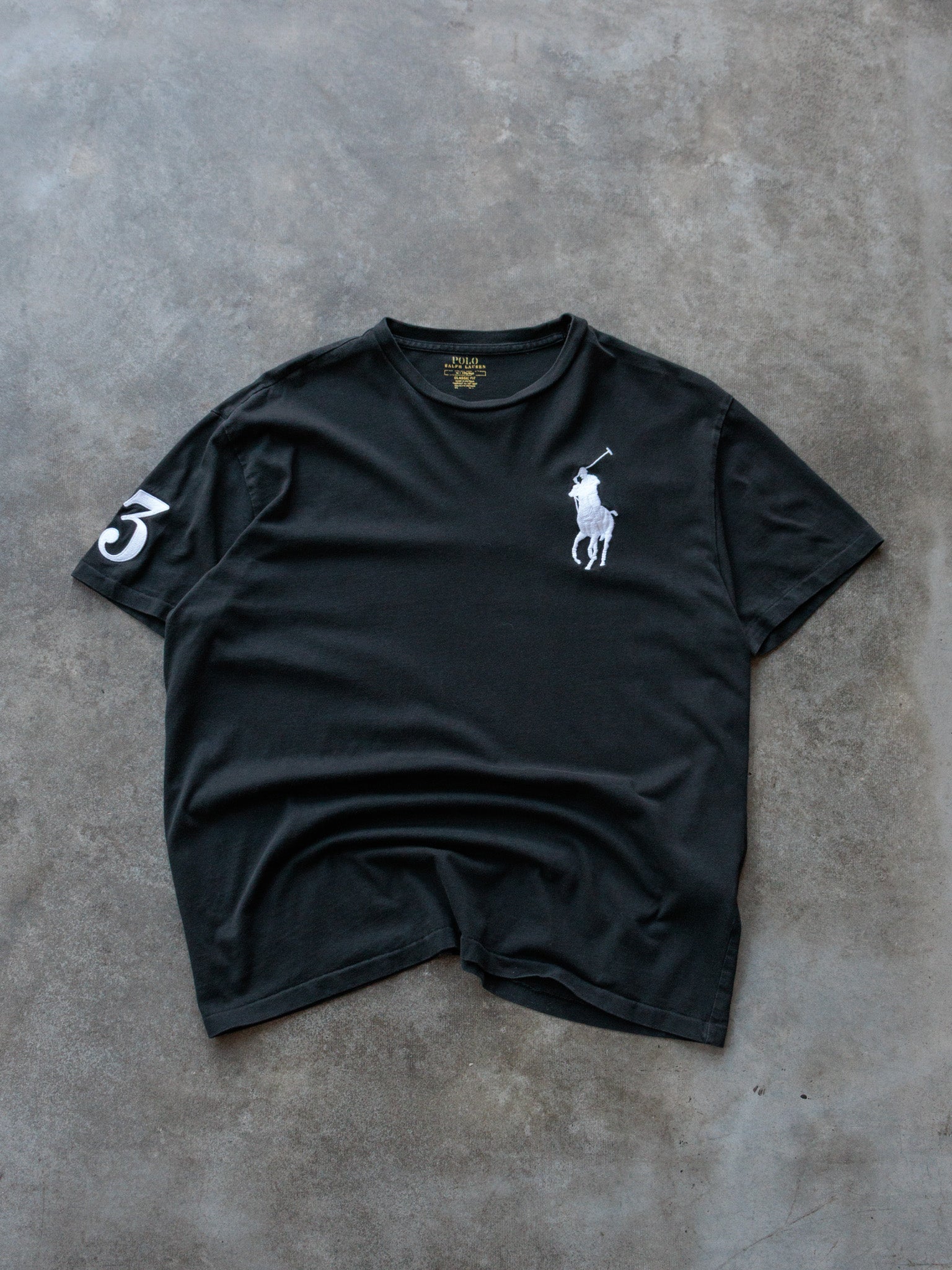 Vintage Black Polo Ralph Lauren Big Pony Tee (M)