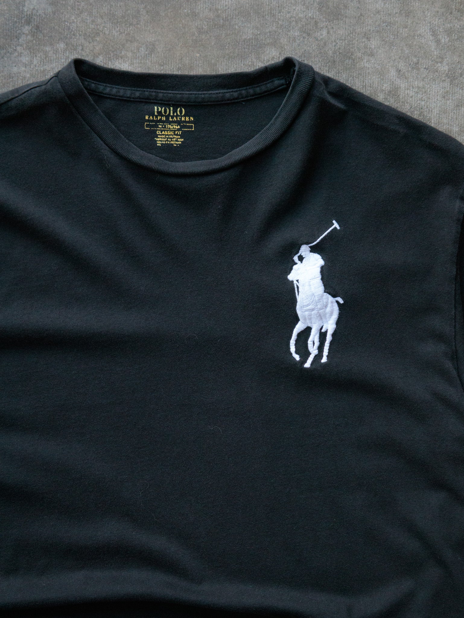 Vintage Black Polo Ralph Lauren Big Pony Tee (M)