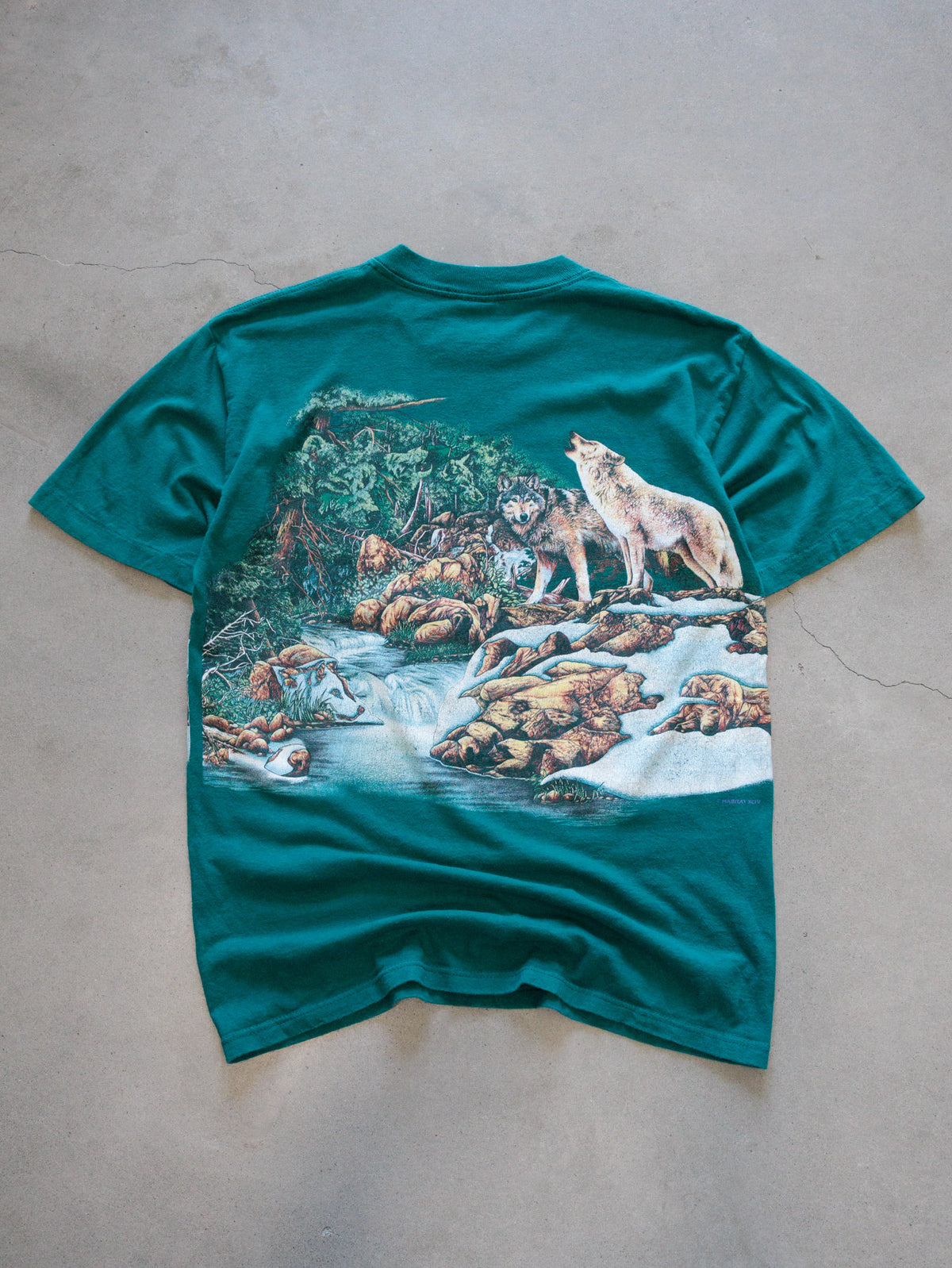 Vintage 90s Green Wolves Tee (M)