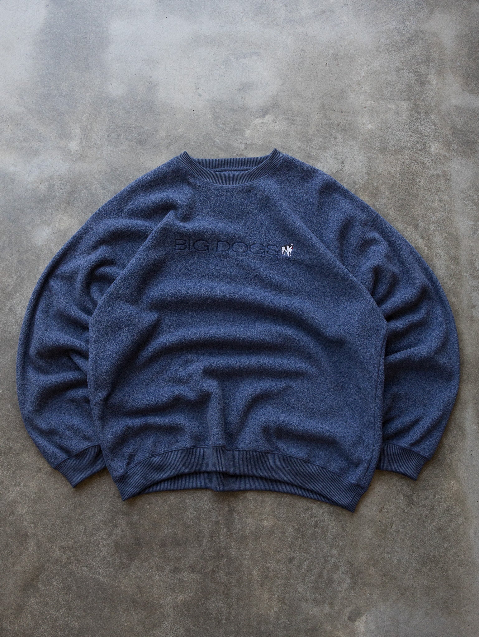 Vintage 90s Blue Big Dogs Fleece Sweatshirt (XL)