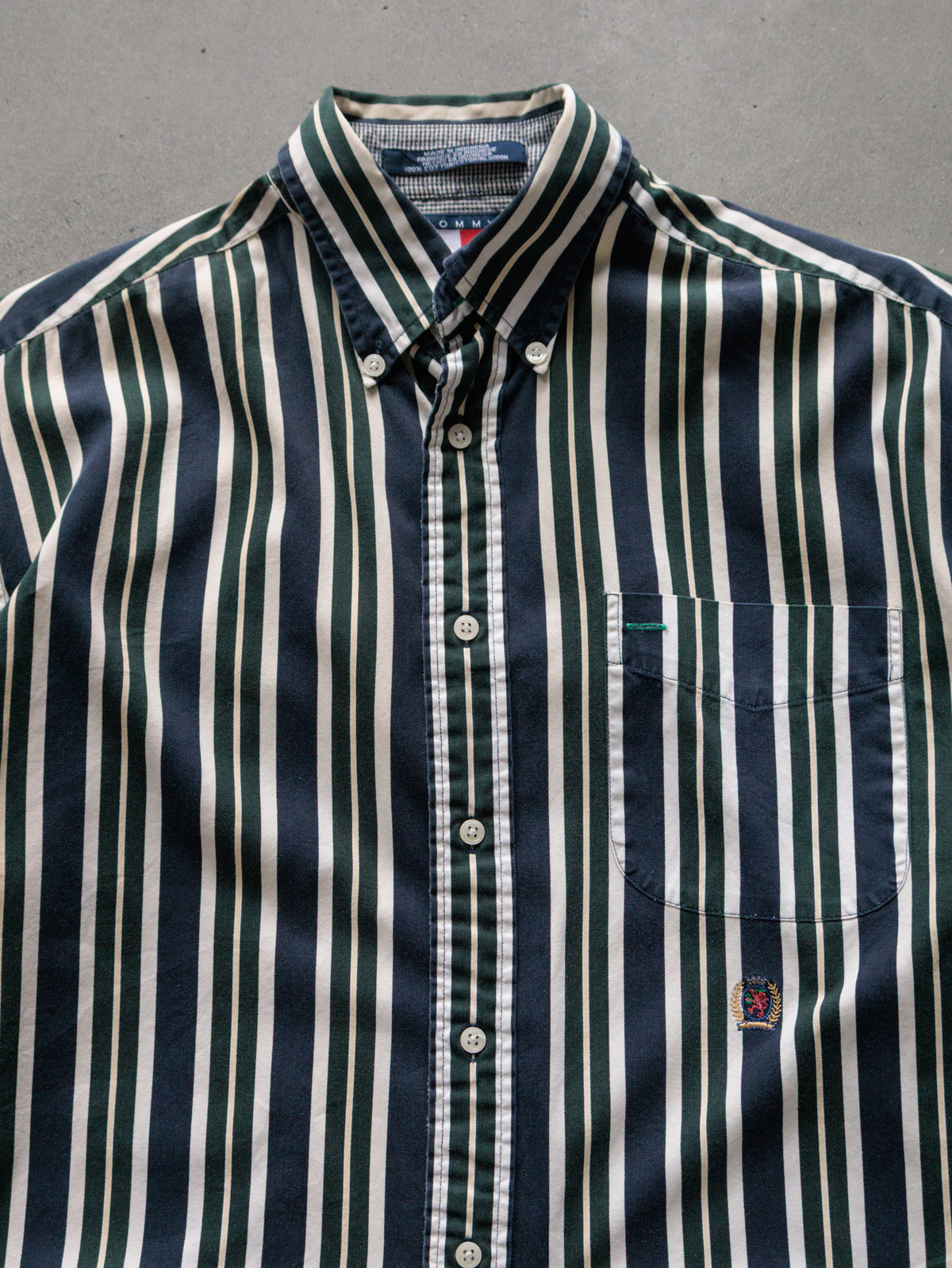 Vintage 90s Navy Striped Tommy Hilfiger Shirt (M)
